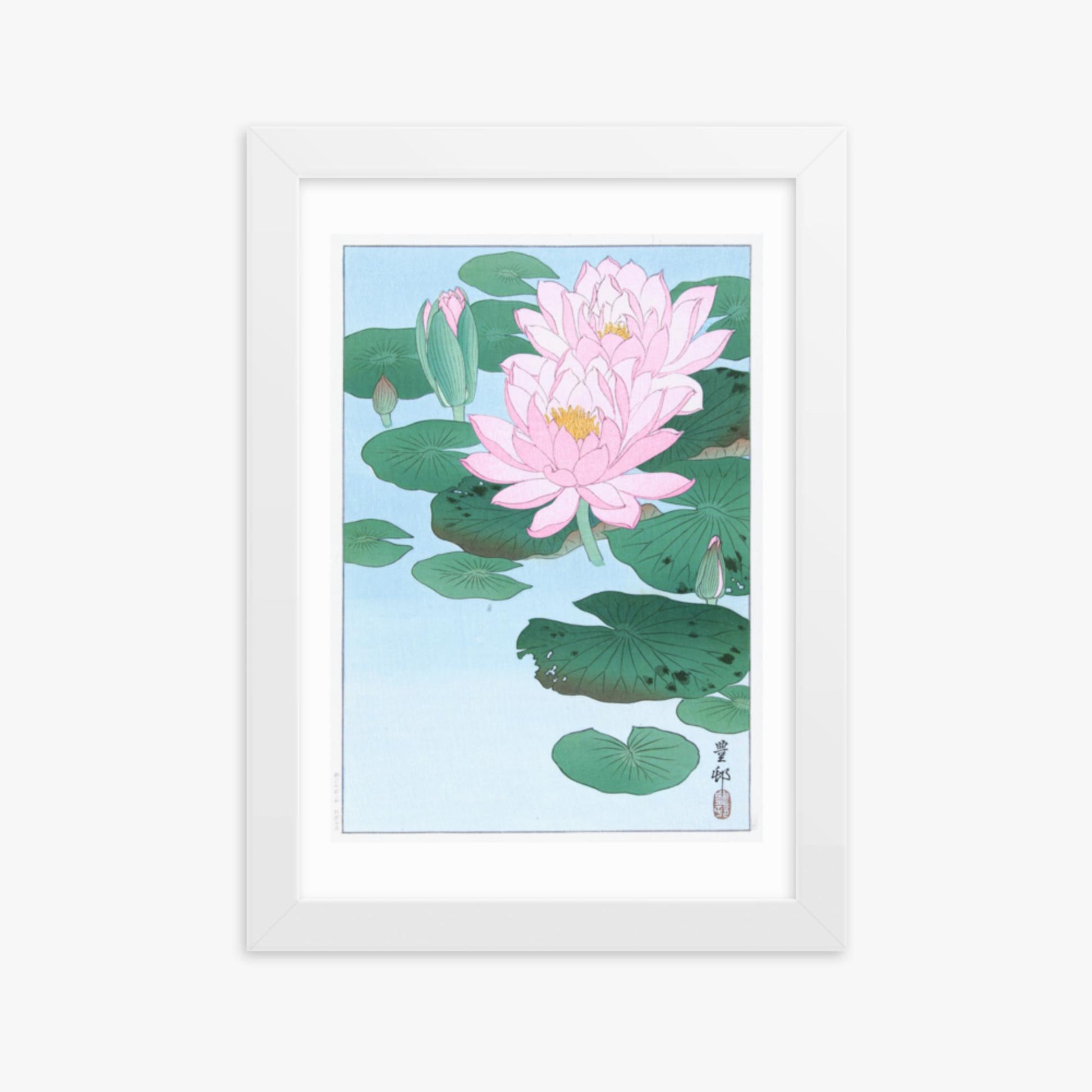Ohara Koson - Water Lily 21x30 cm Poster With White Frame