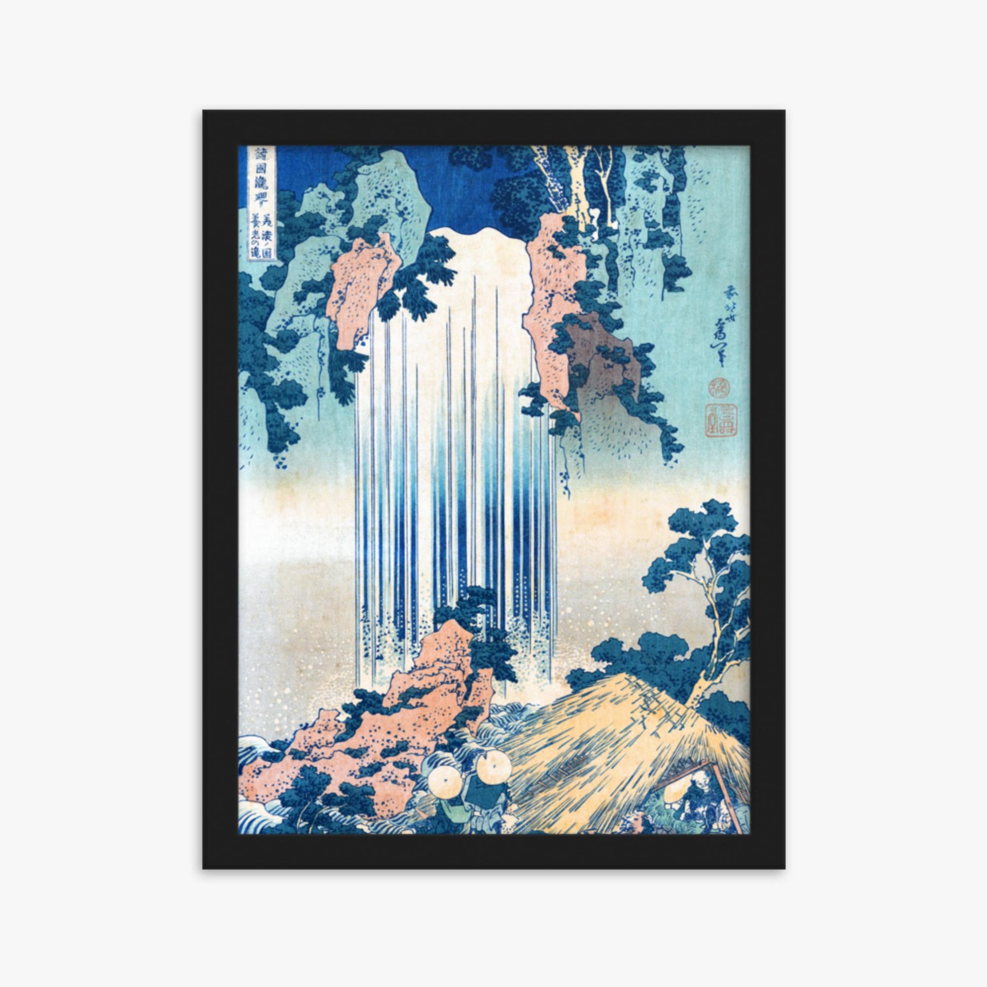 Katsushika Hokusai: Yoro Waterfall in Mino Province - 30x40 cm Poster With Black Frame