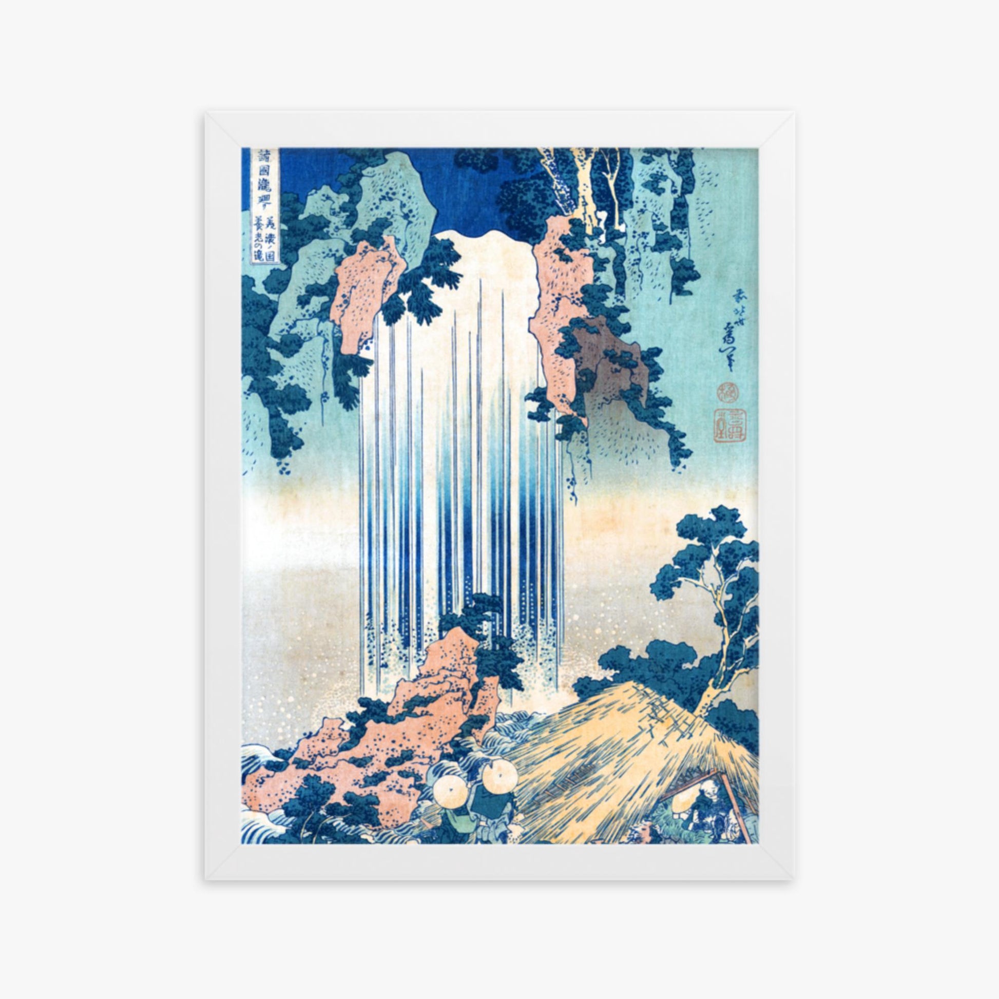 Katsushika Hokusai: Yoro Waterfall in Mino Province - 30x40 cm Poster With White Frame