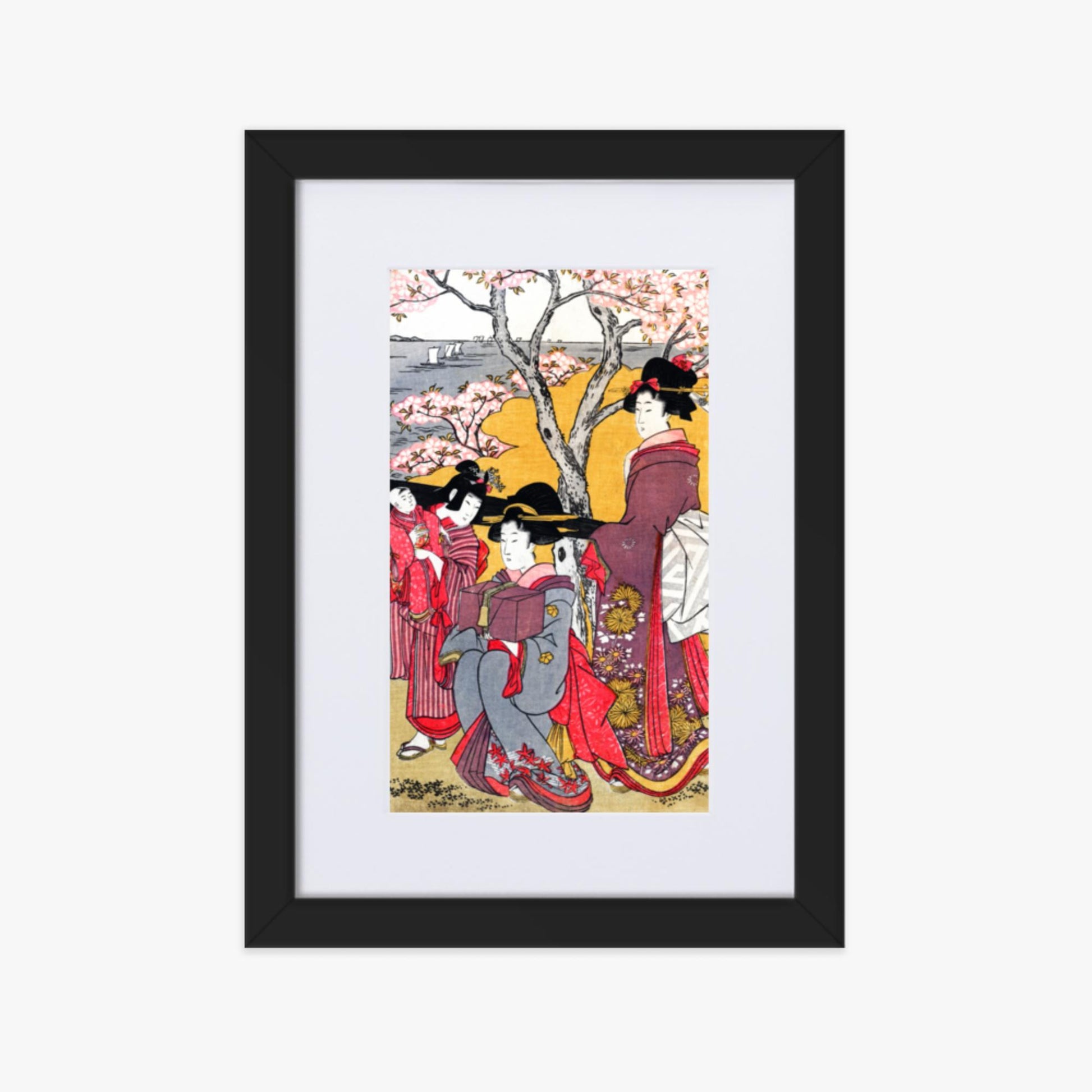 Kitagawa Utamaro - Cherry-viewing at Gotenyama 21x30 cm Poster With Black Frame