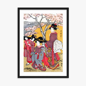 Kitagawa Utamaro - Cherry-viewing at Gotenyama 50x70 cm Poster With Black Frame