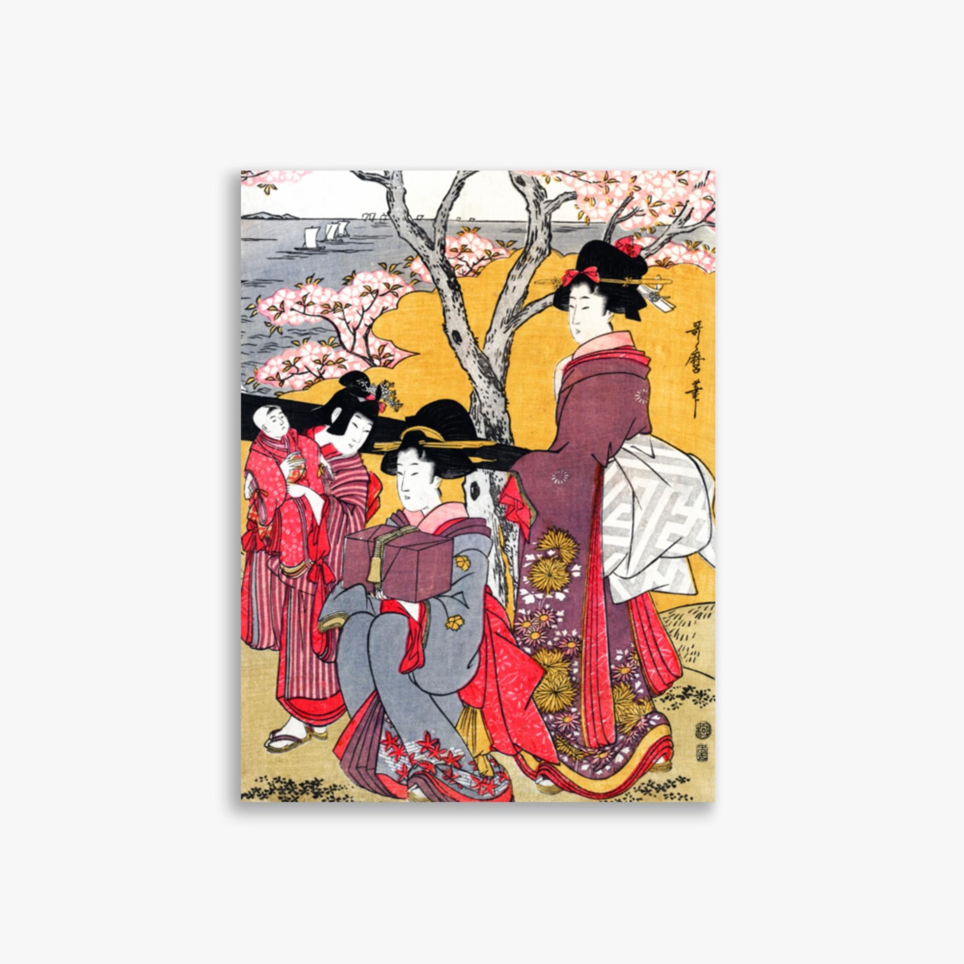 Kitagawa Utamaro - Cherry-viewing at Gotenyama 30x40 cm Poster