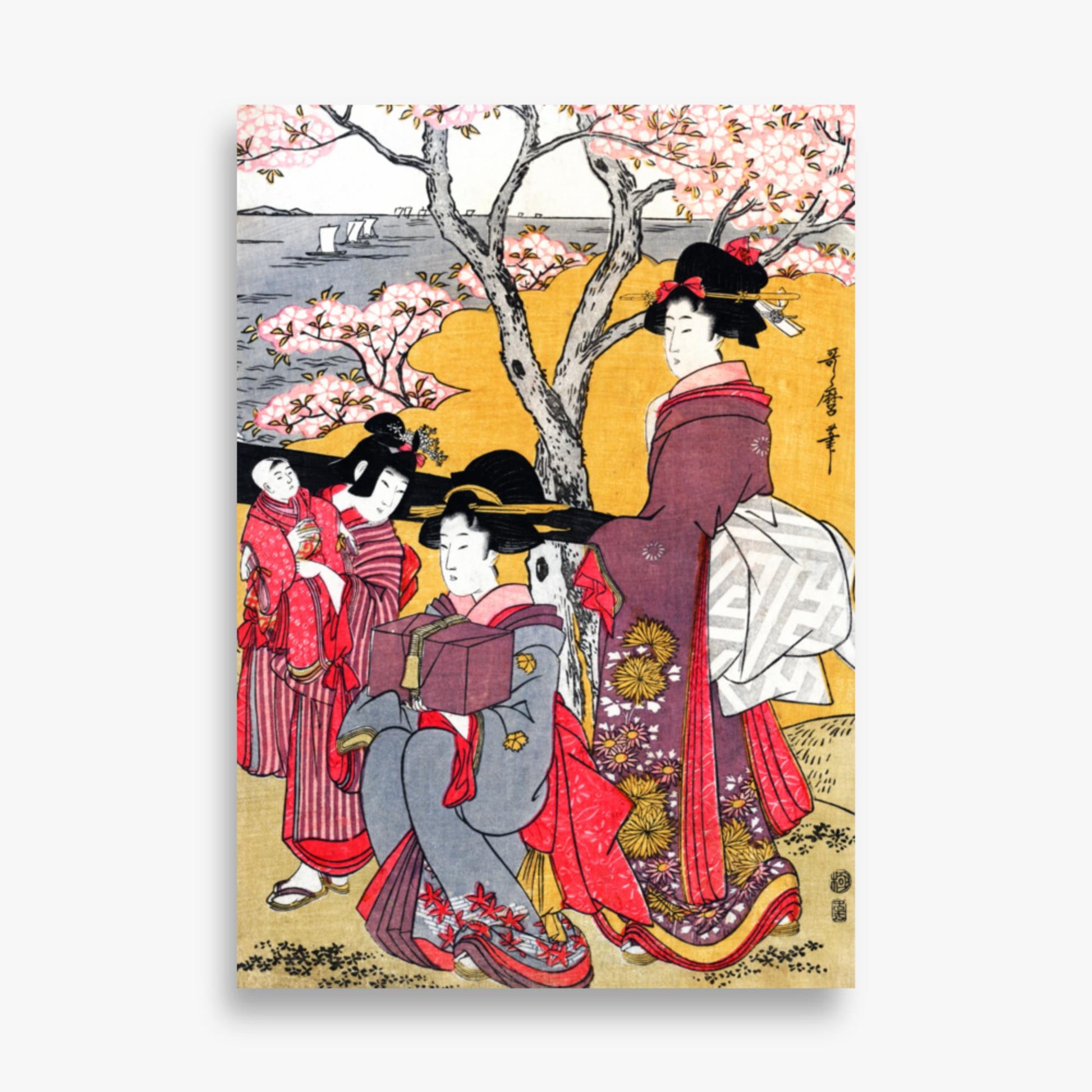 Kitagawa Utamaro - Cherry-viewing at Gotenyama 70x100 cm Poster