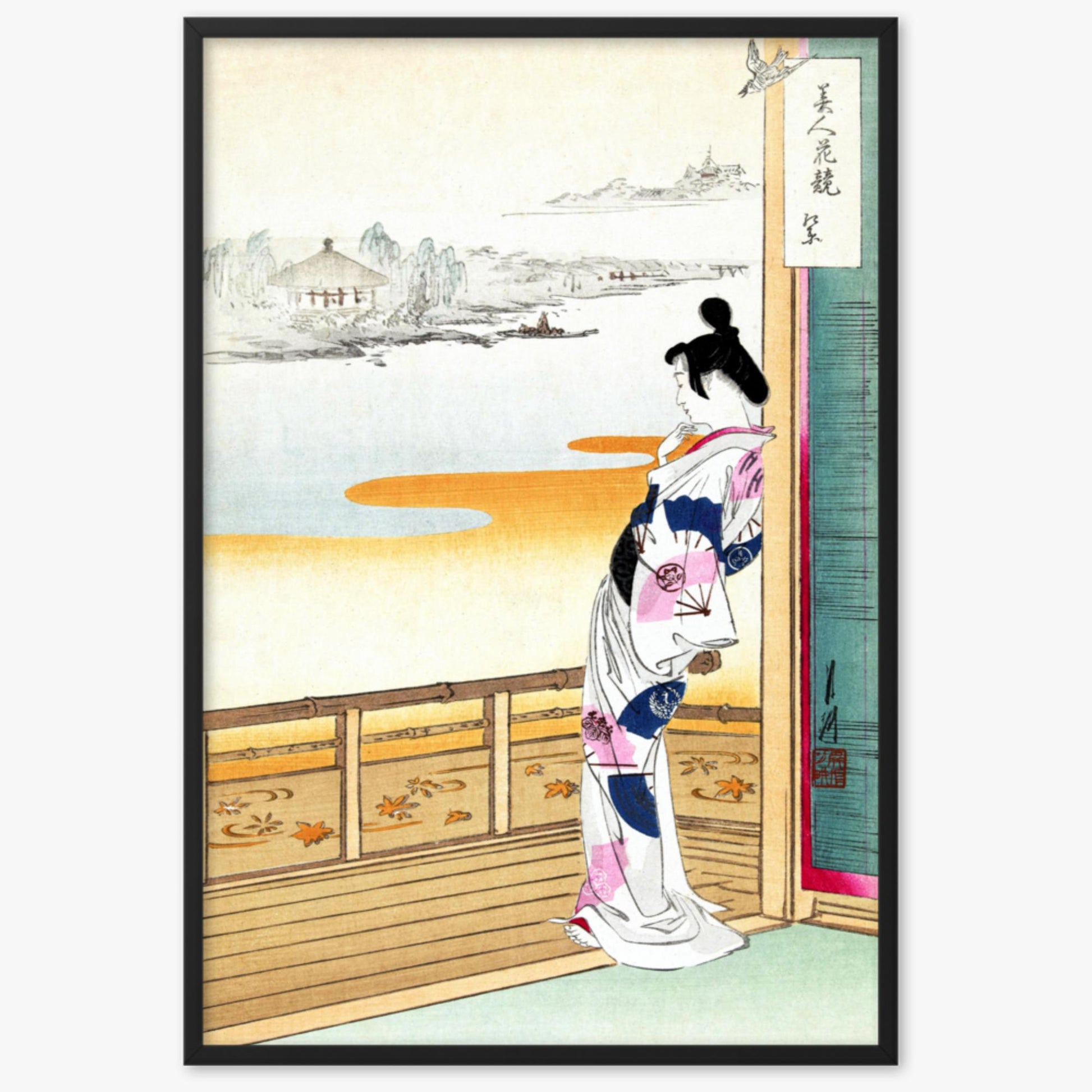 Ogata Gekko - The Call of the Cuckoo 61x91 cm Poster With Black Frame