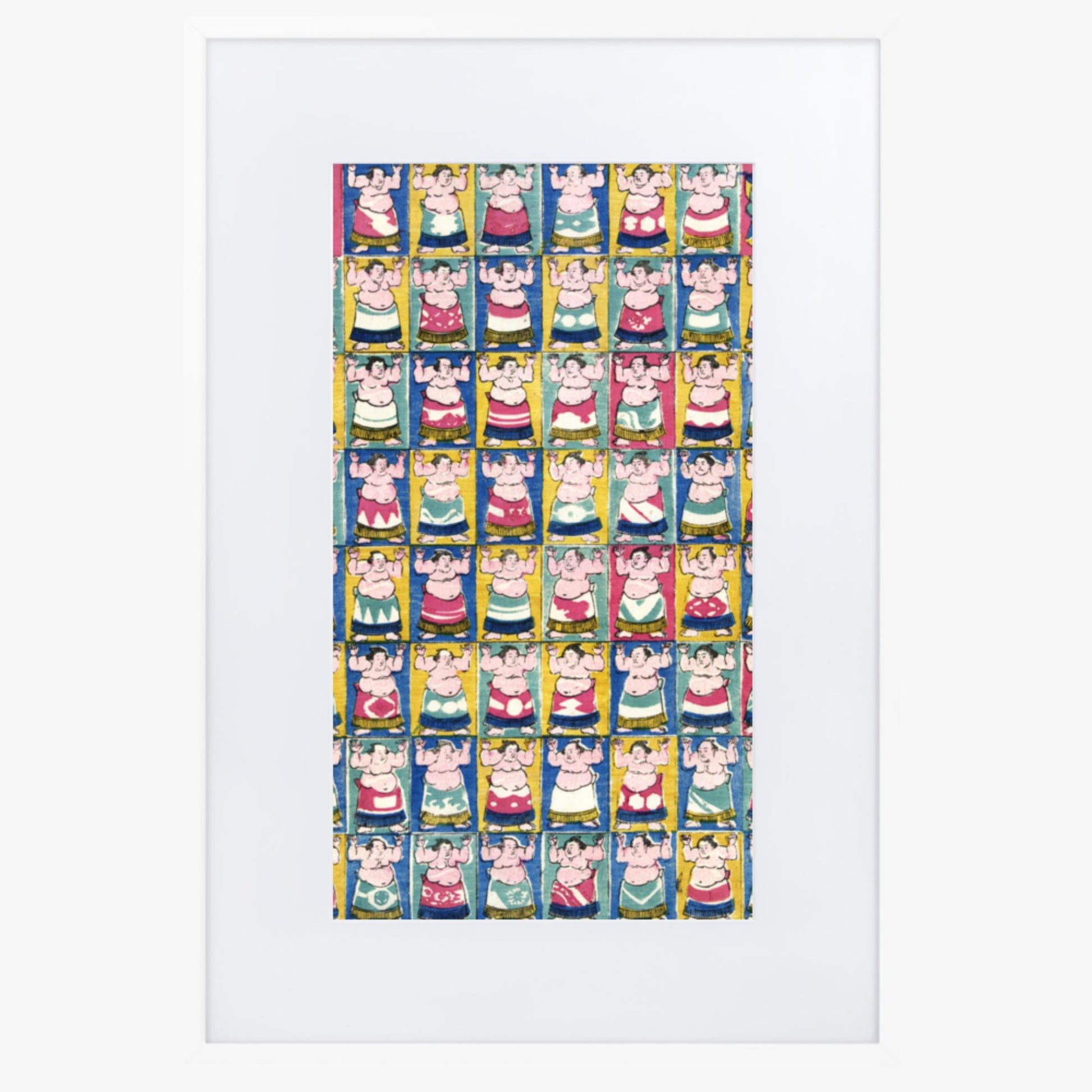 Utagawa Yoshikazu - Sumo Wrestlers 61x91 cm Poster With White Frame