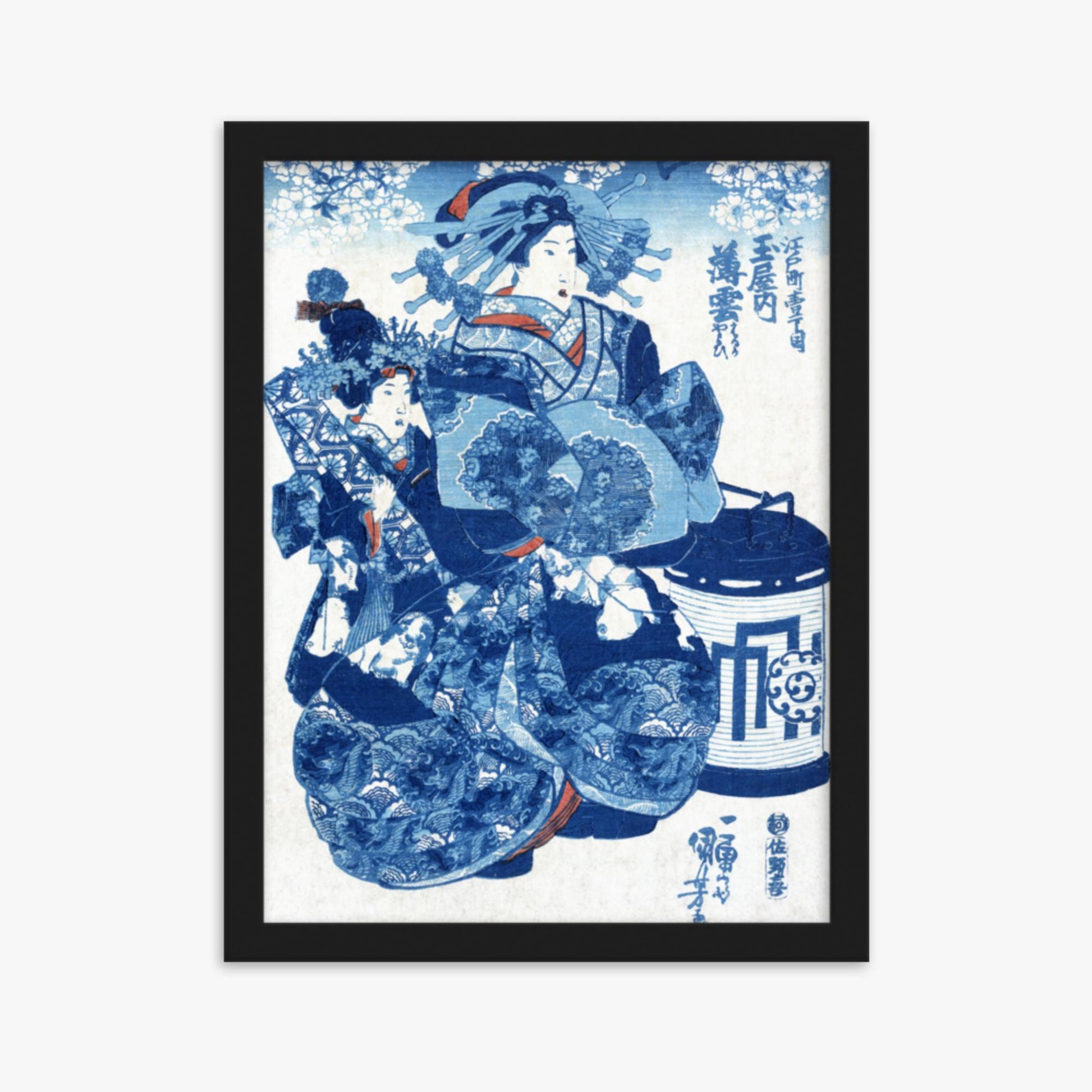 Utagawa Kuniyoshi - Tamaya uchi Usugumo 30x40 cm Poster With Black Frame