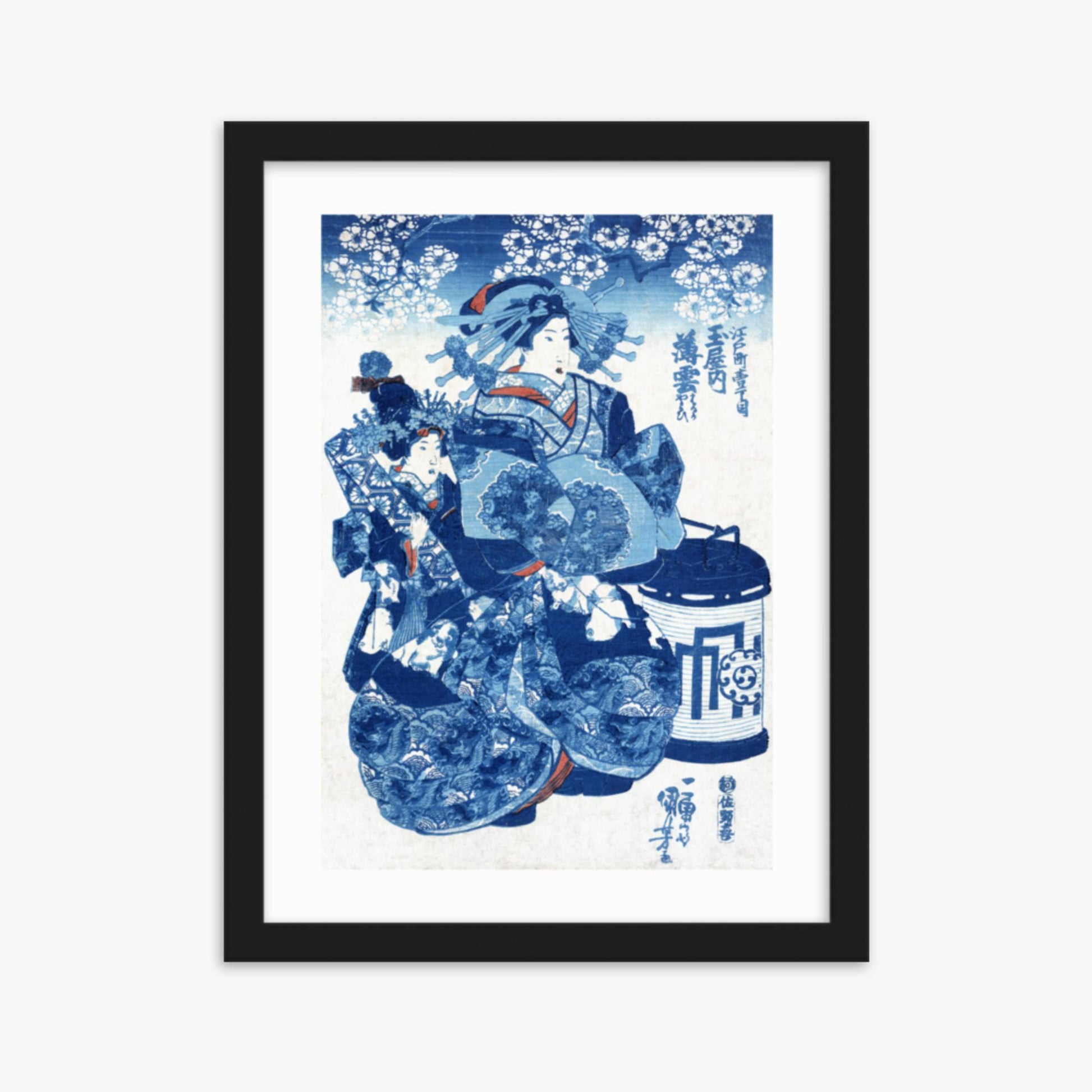 Utagawa Kuniyoshi - Tamaya uchi Usugumo 30x40 cm Poster With Black Frame