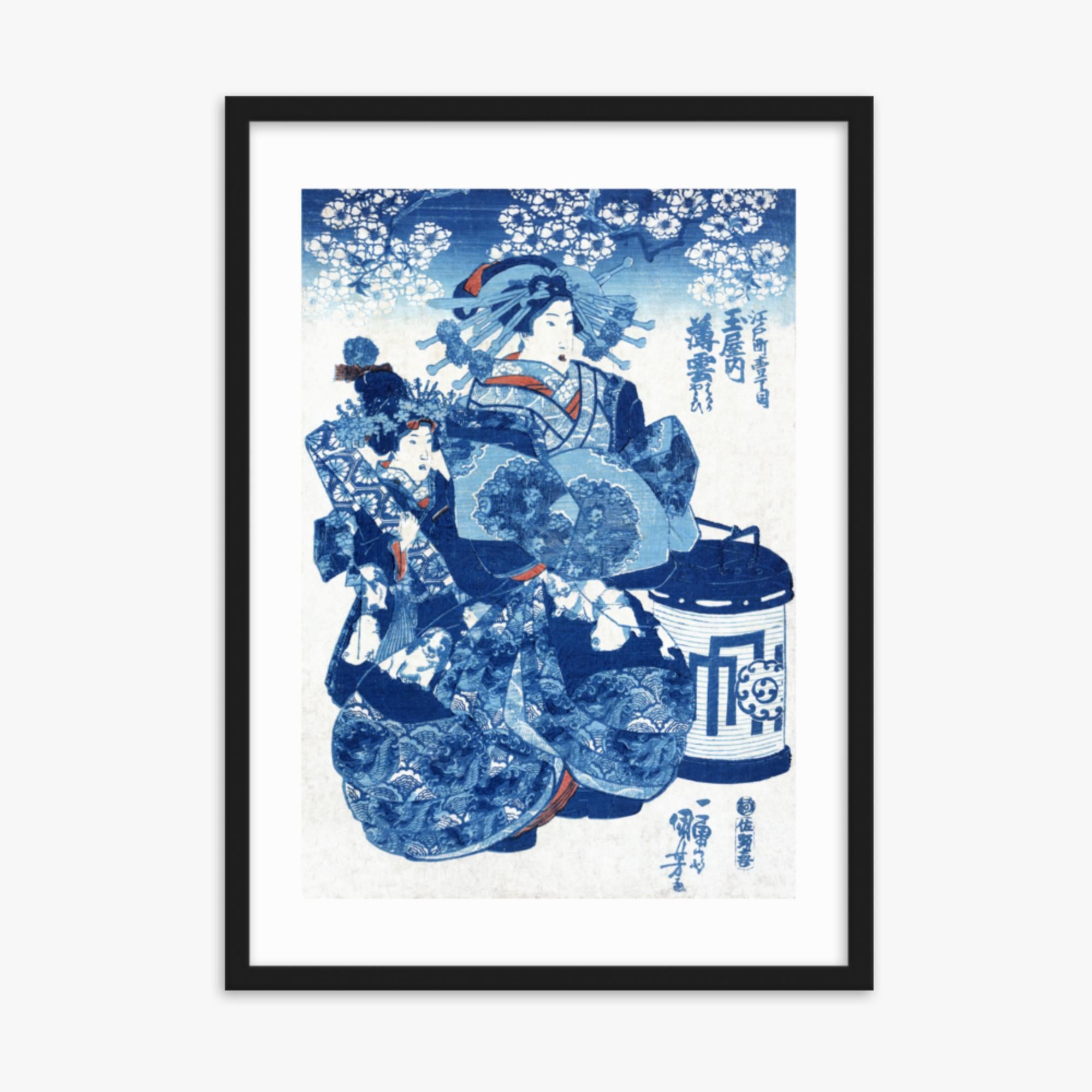 Utagawa Kuniyoshi - Tamaya uchi Usugumo 50x70 cm Poster With Black Frame