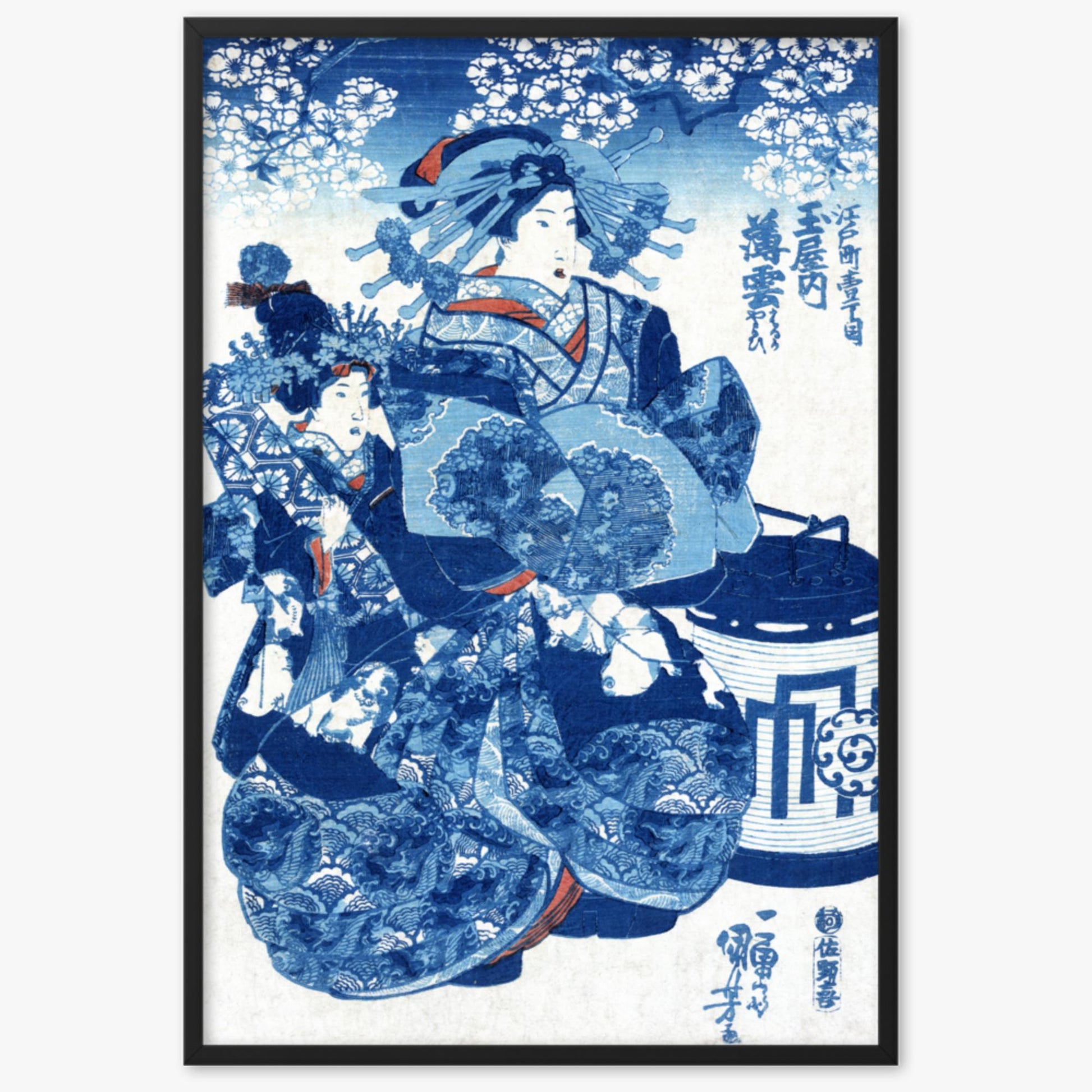 Utagawa Kuniyoshi - Tamaya uchi Usugumo 61x91 cm Poster With Black Frame