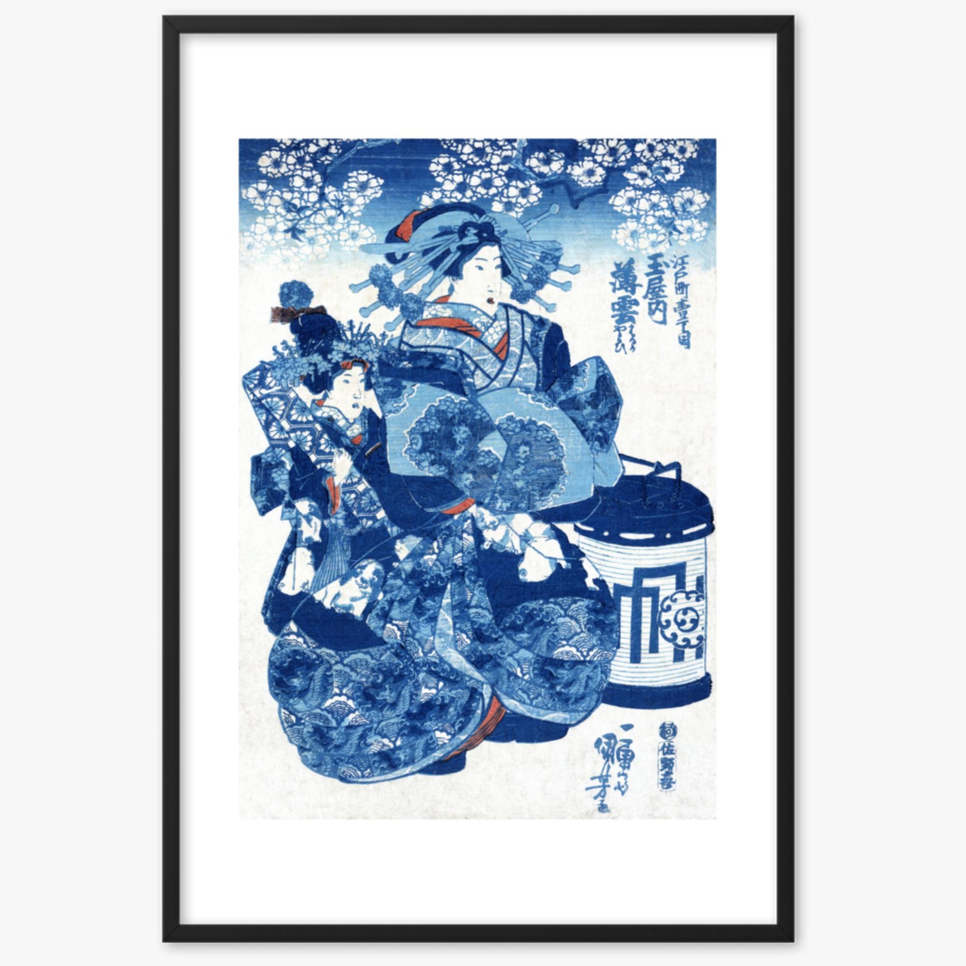 Utagawa Kuniyoshi - Tamaya uchi Usugumo 61x91 cm Poster With Black Frame