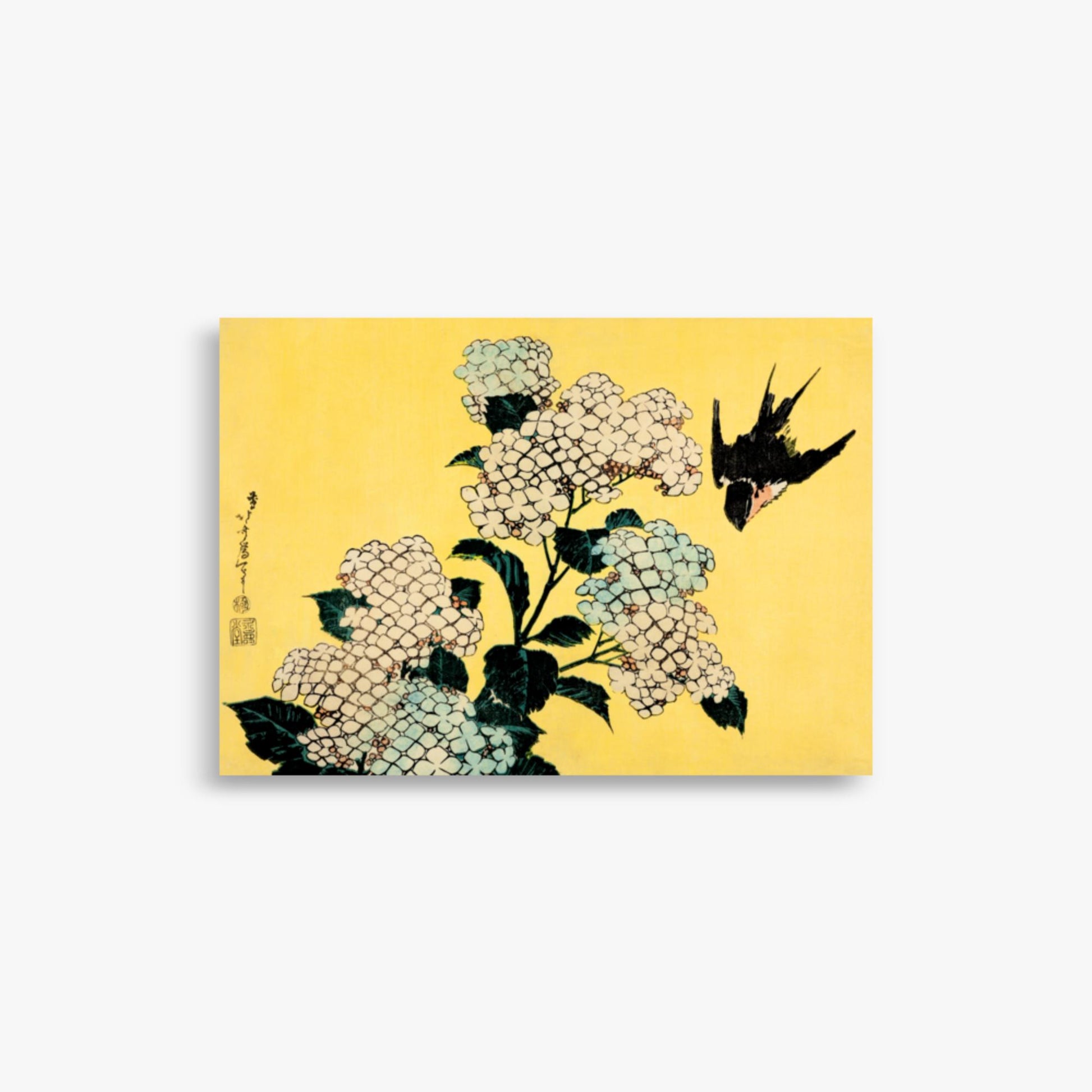 Katsushika Hokusai - Hydrangea and Swallow 21x30 cm Poster