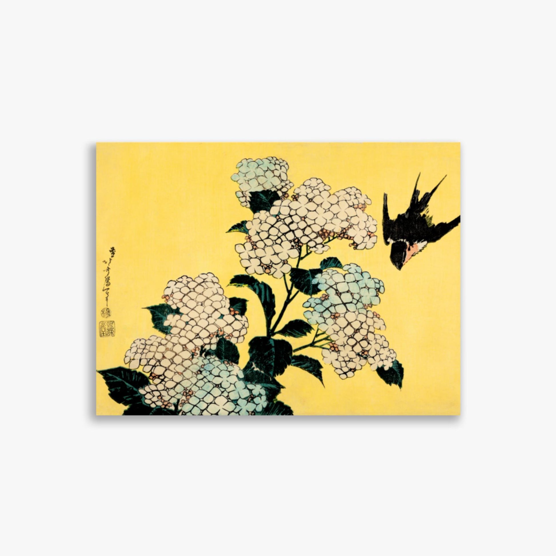 Katsushika Hokusai - Hydrangea and Swallow 30x40 cm Poster