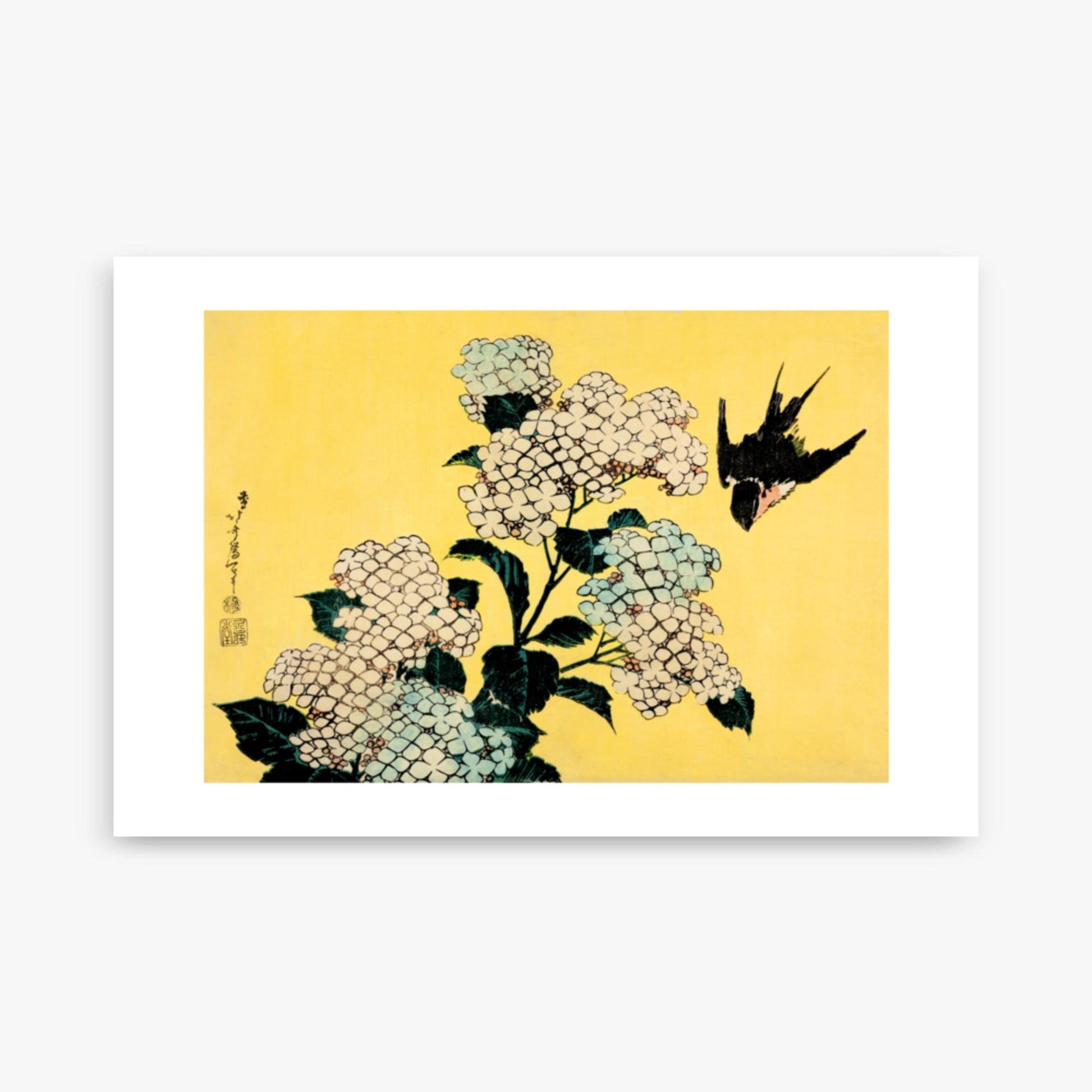 Katsushika Hokusai - Hydrangea and Swallow 61x91 cm Poster
