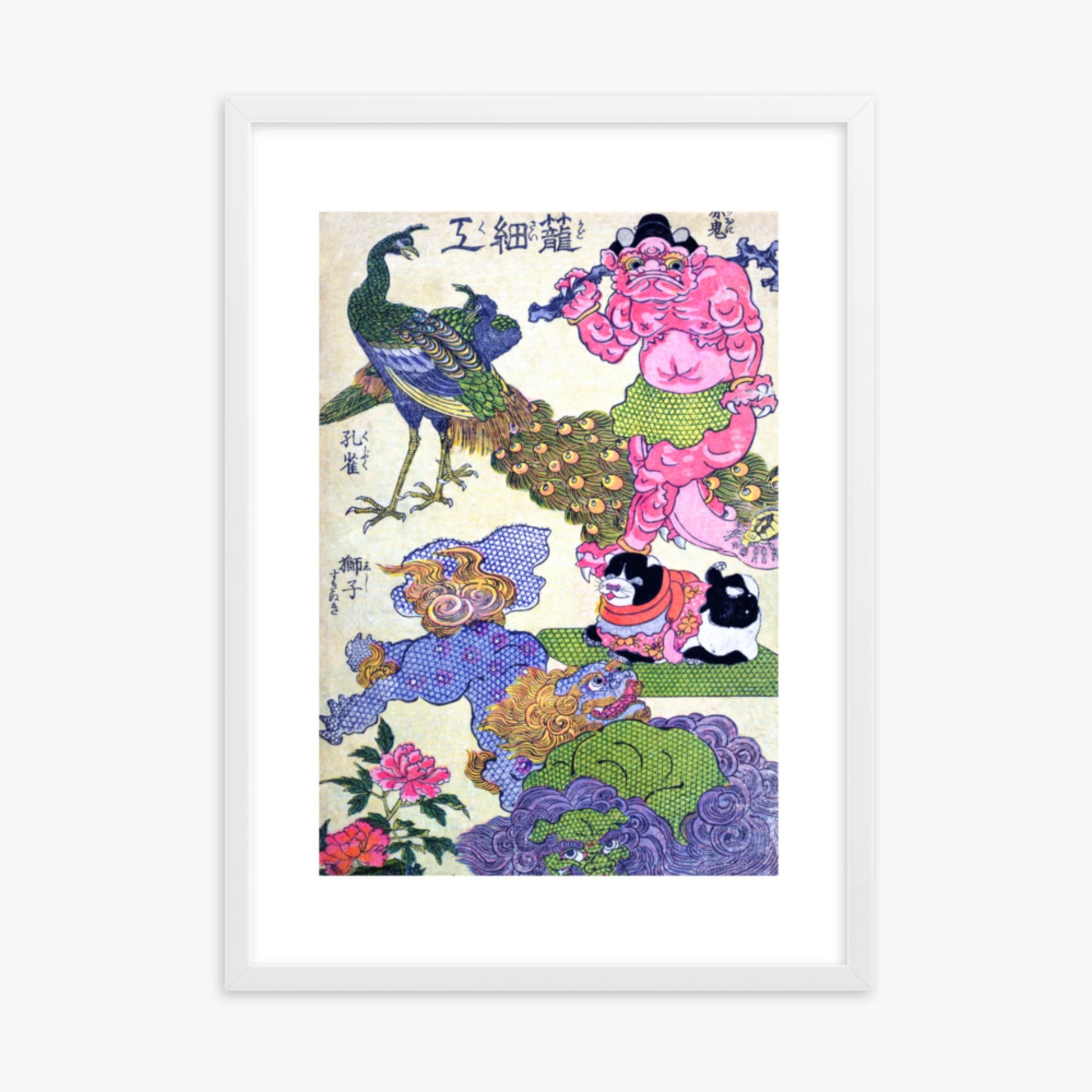 Utagawa Kunisada - Kagozaiku Naniwa saikunin Ichida Shōshichirō 50x70 cm Poster With White Frame