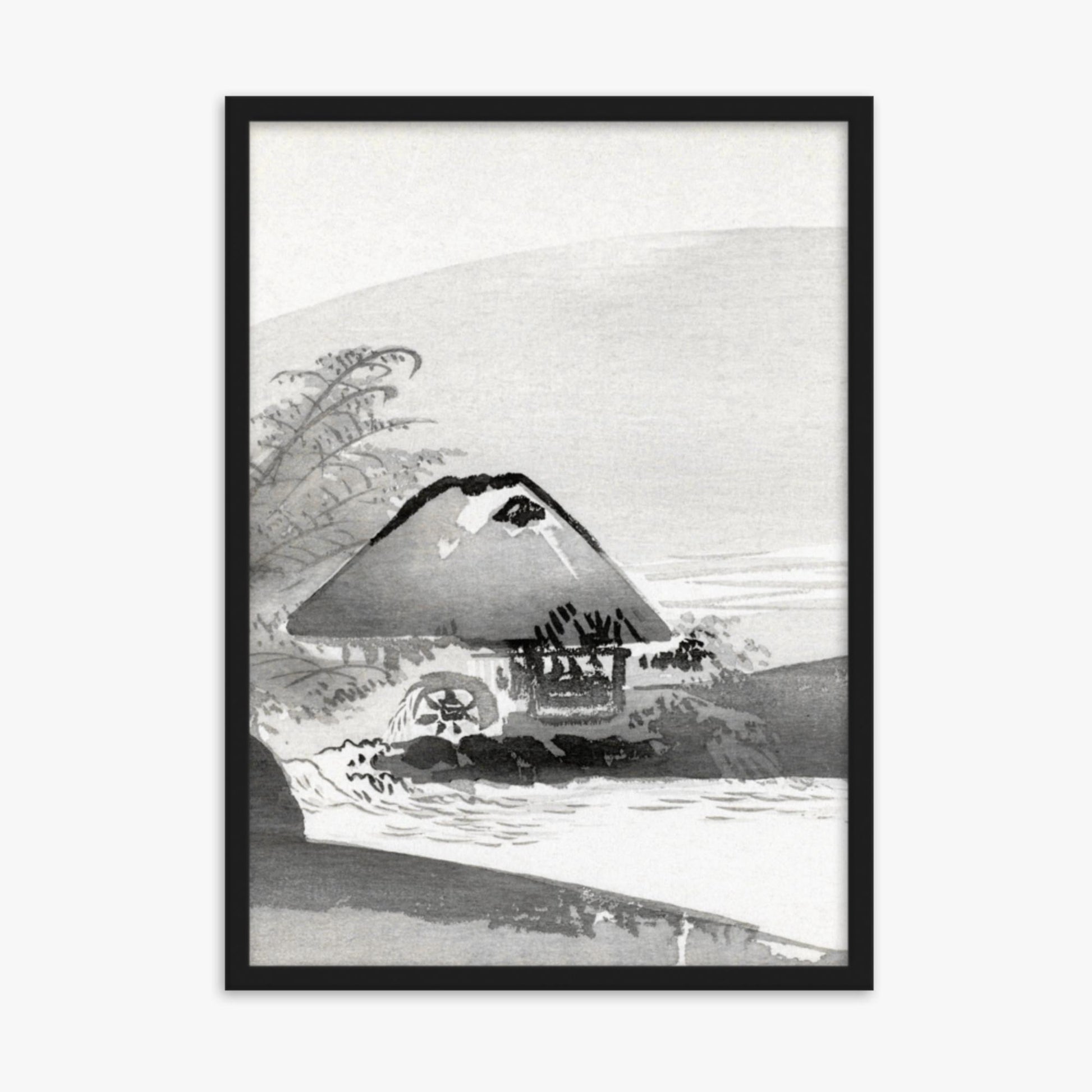 Ogata Gekko - River Landscape 50x70 cm Poster With Black Frame