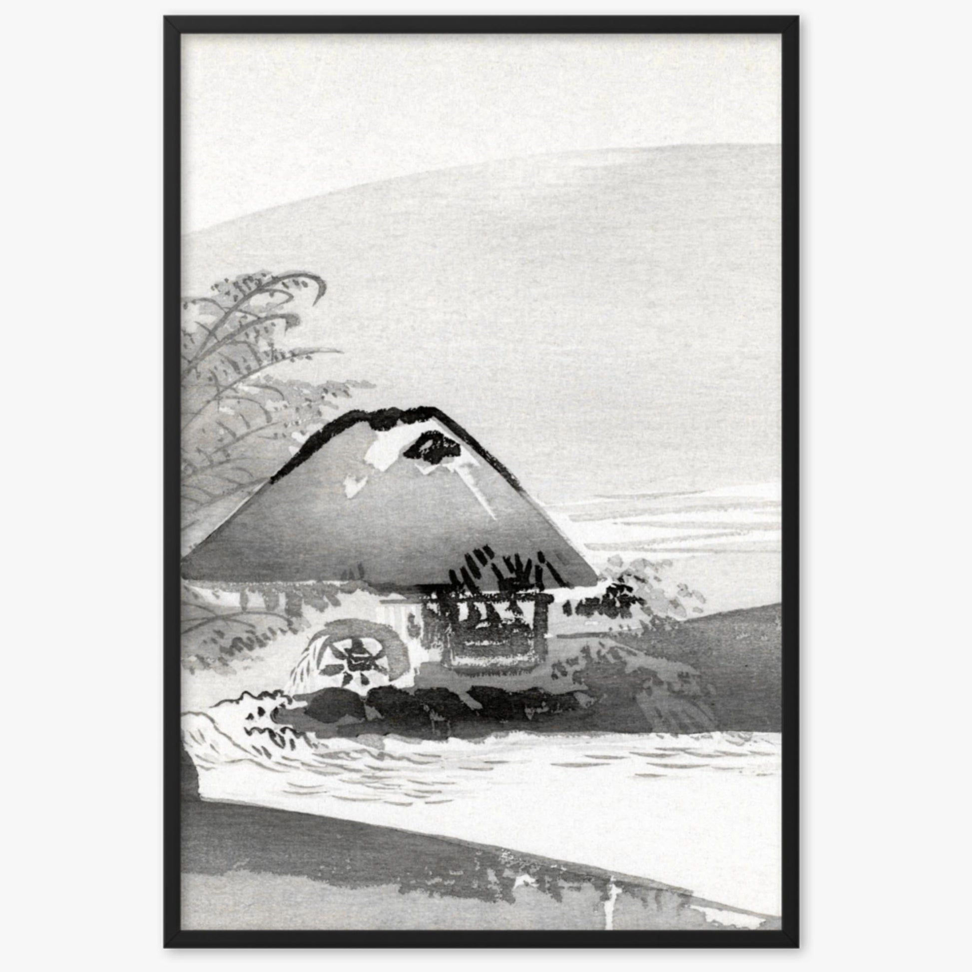 Ogata Gekko - River Landscape 61x91 cm Poster With Black Frame