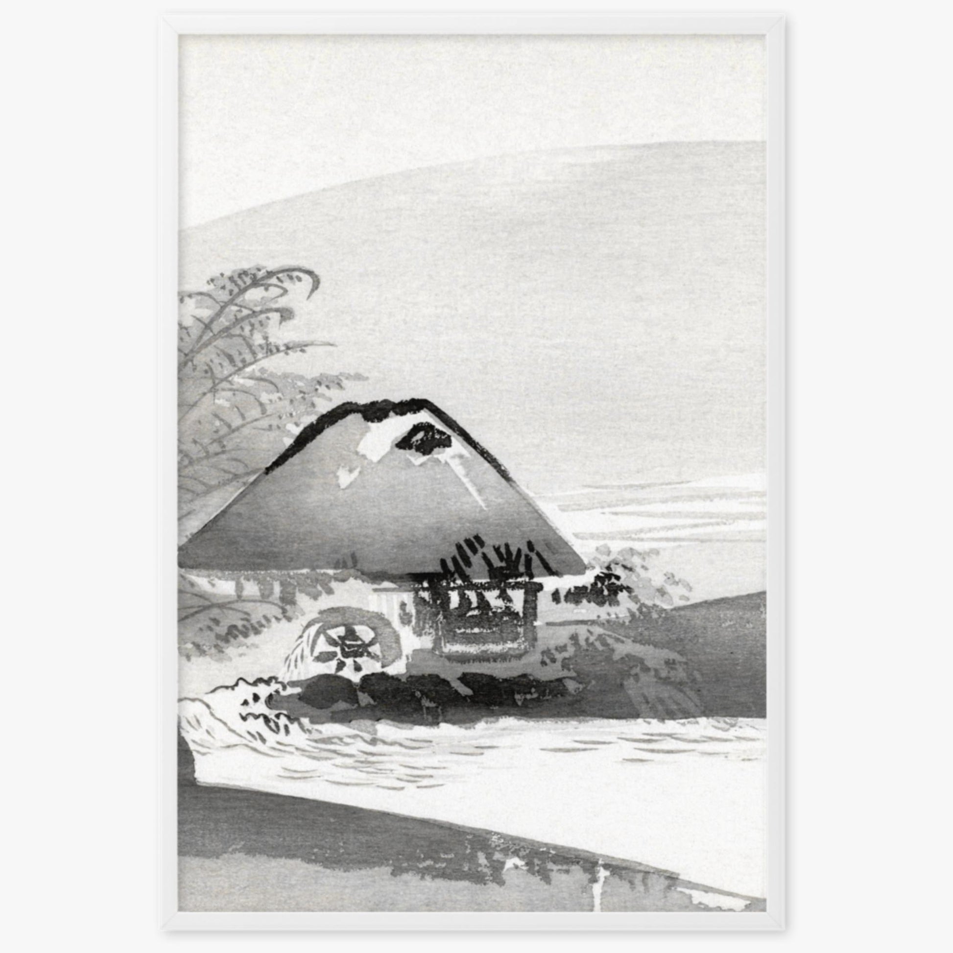 Ogata Gekko - River Landscape 61x91 cm Poster With White Frame