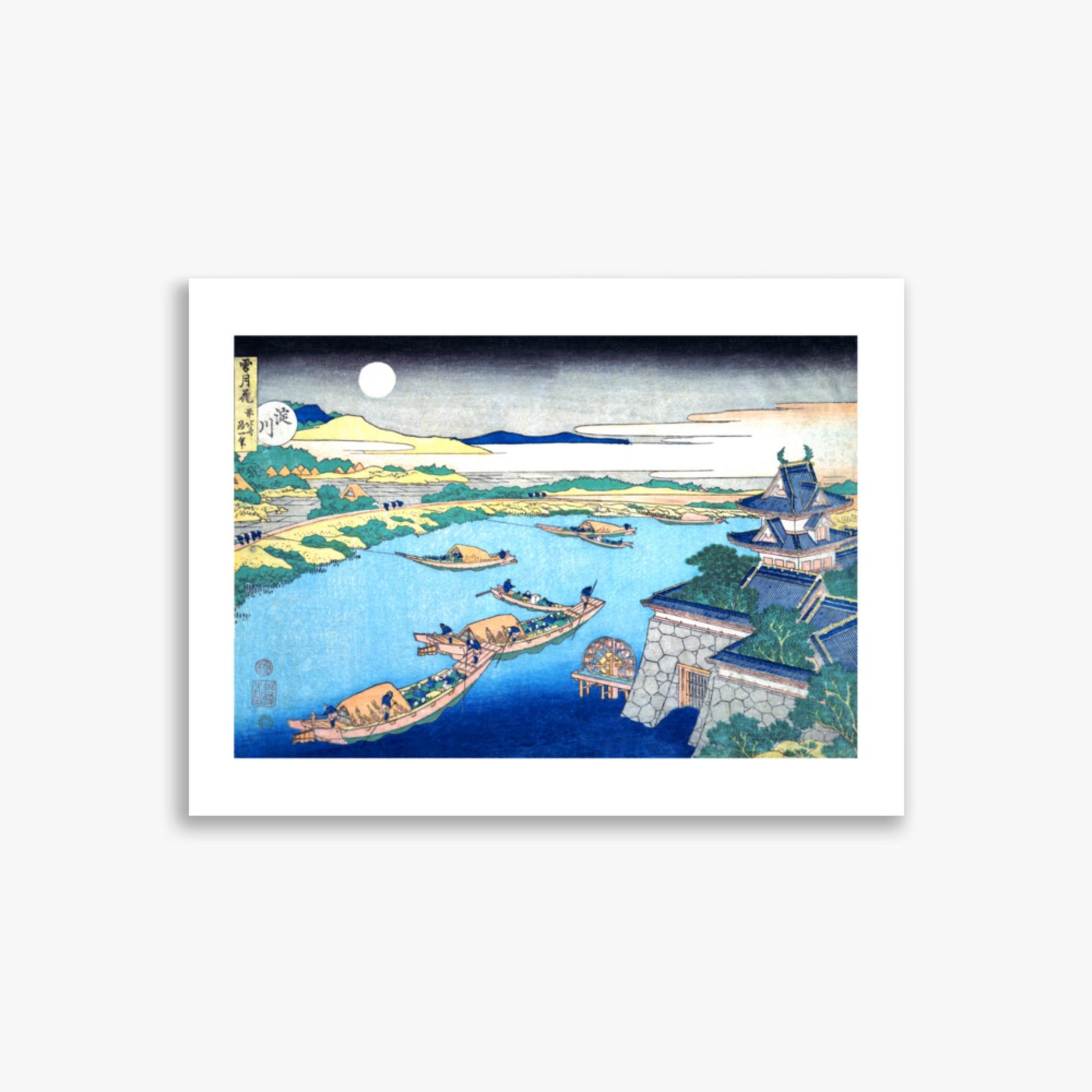 Katsushika Hokusai - Moonlight on the Yodo River 30x40 cm Poster
