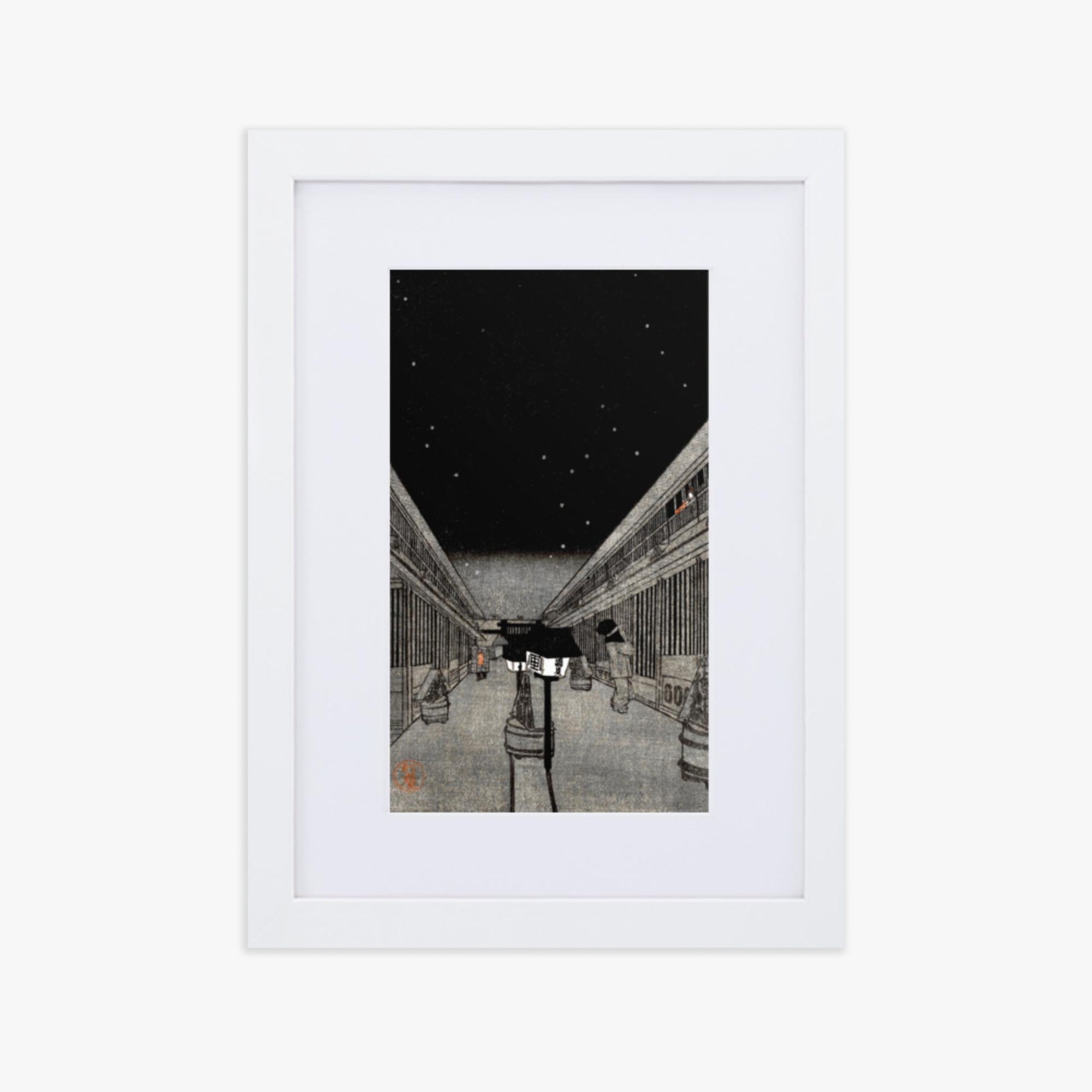 Utagawa Kunisada II - Main Street of the Yoshiwara on a Starlight Night 21x30 cm Poster With White Frame