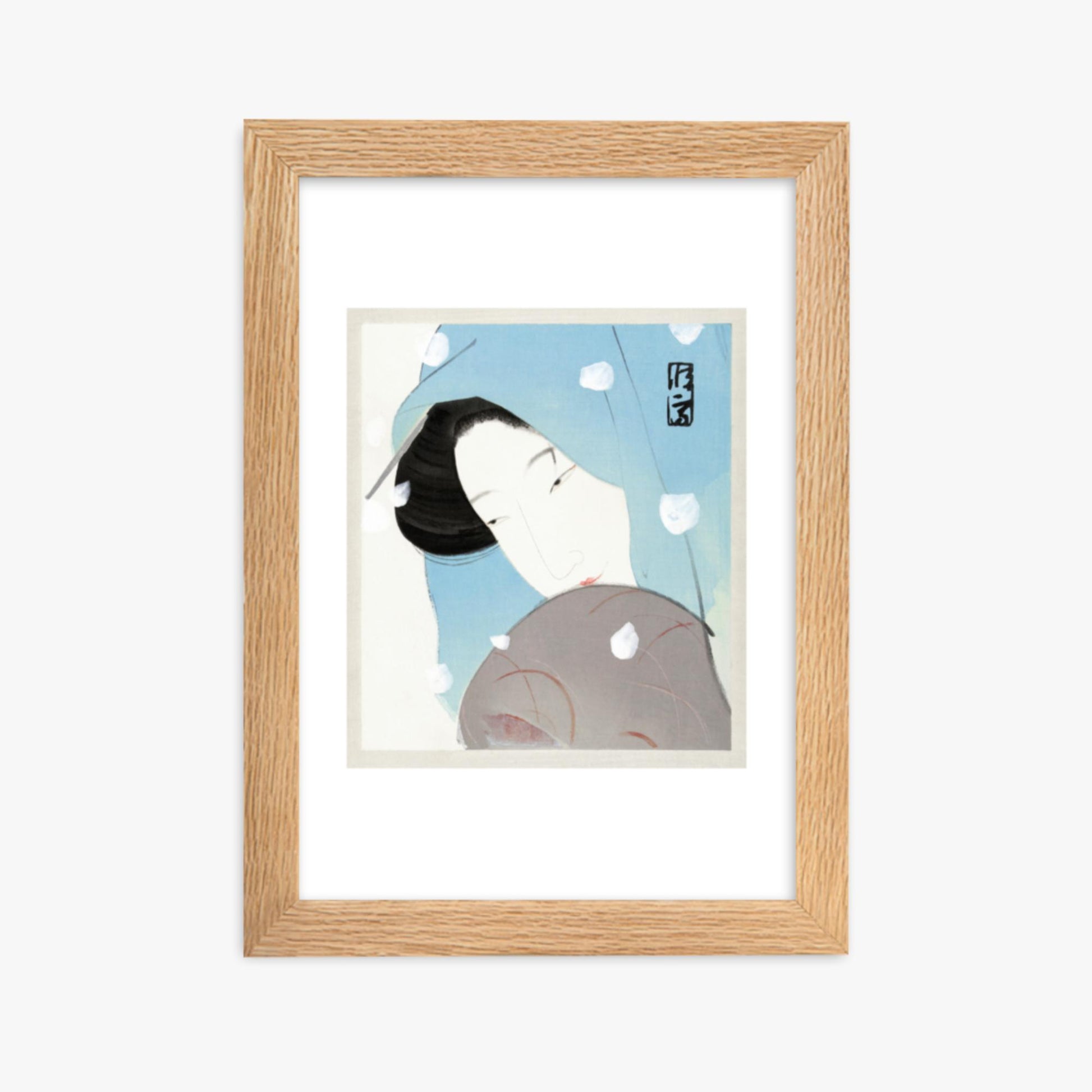 Kitano Tsunetomi - Umegawa 21x30 cm Poster With Oak Frame