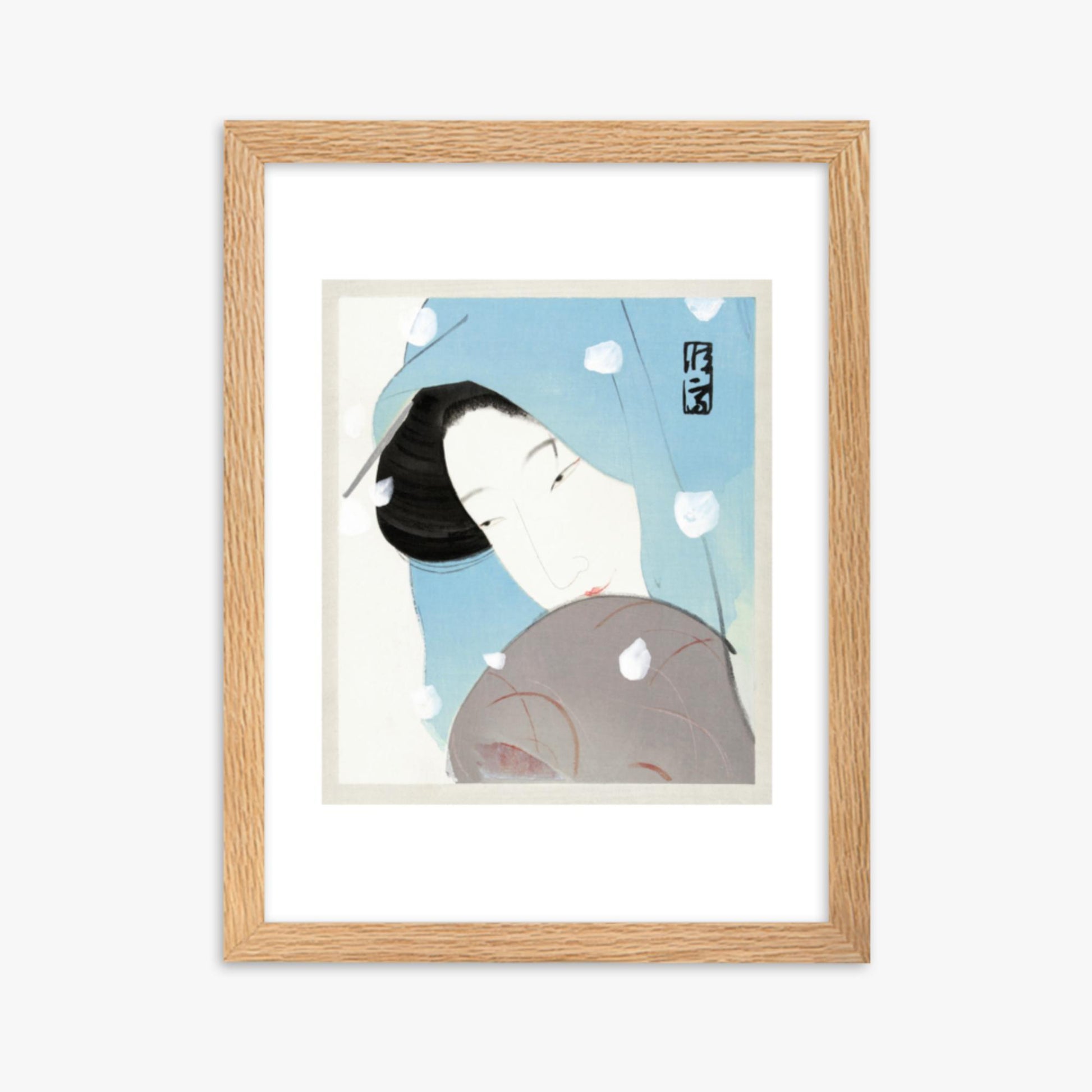 Kitano Tsunetomi - Umegawa 30x40 cm Poster With Oak Frame