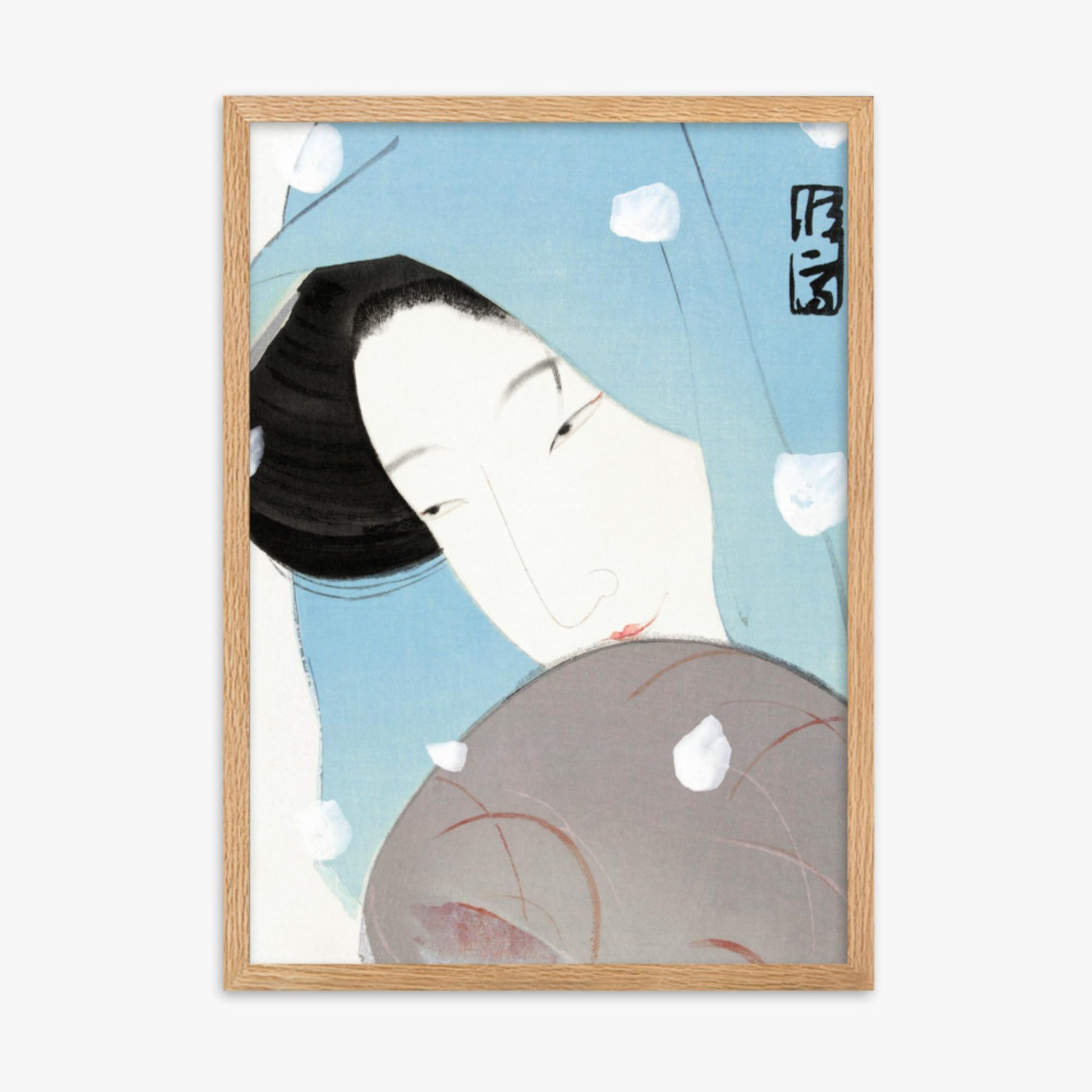 Kitano Tsunetomi - Umegawa 50x70 cm Poster With Oak Frame