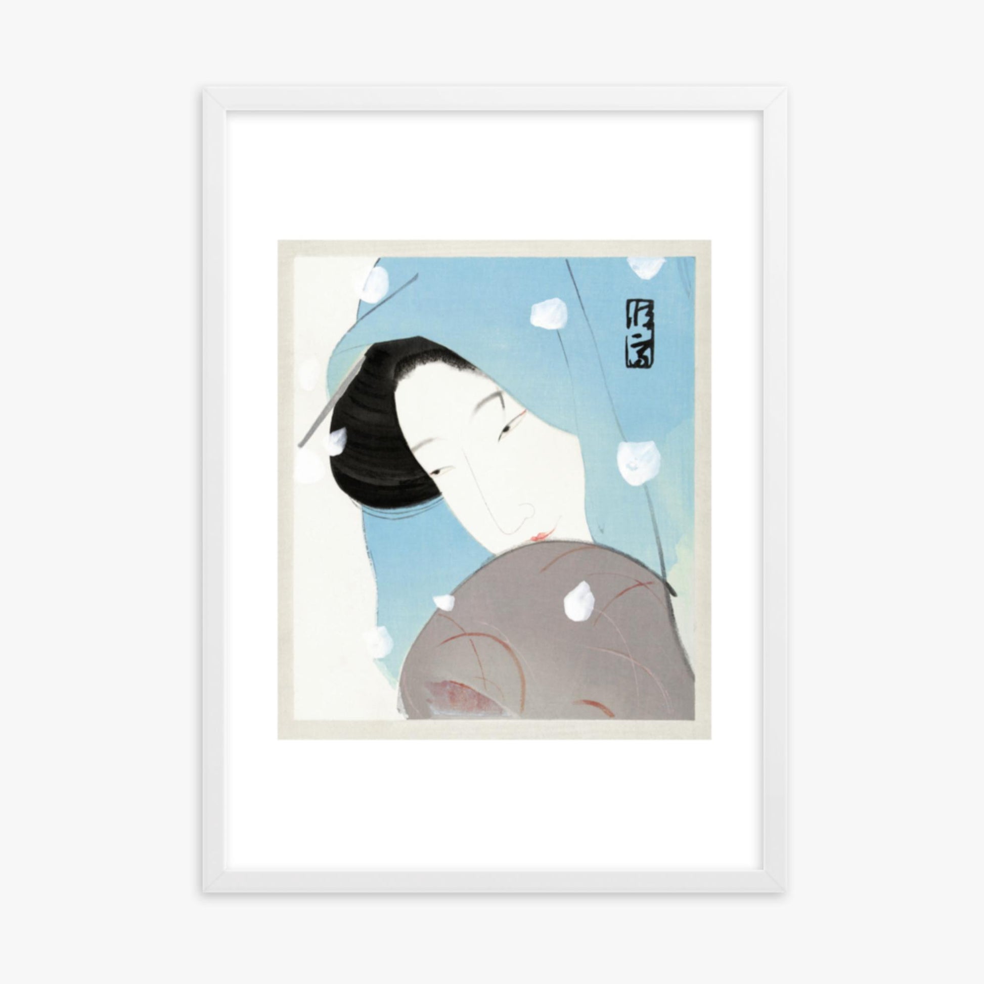 Kitano Tsunetomi - Umegawa 50x70 cm Poster With White Frame