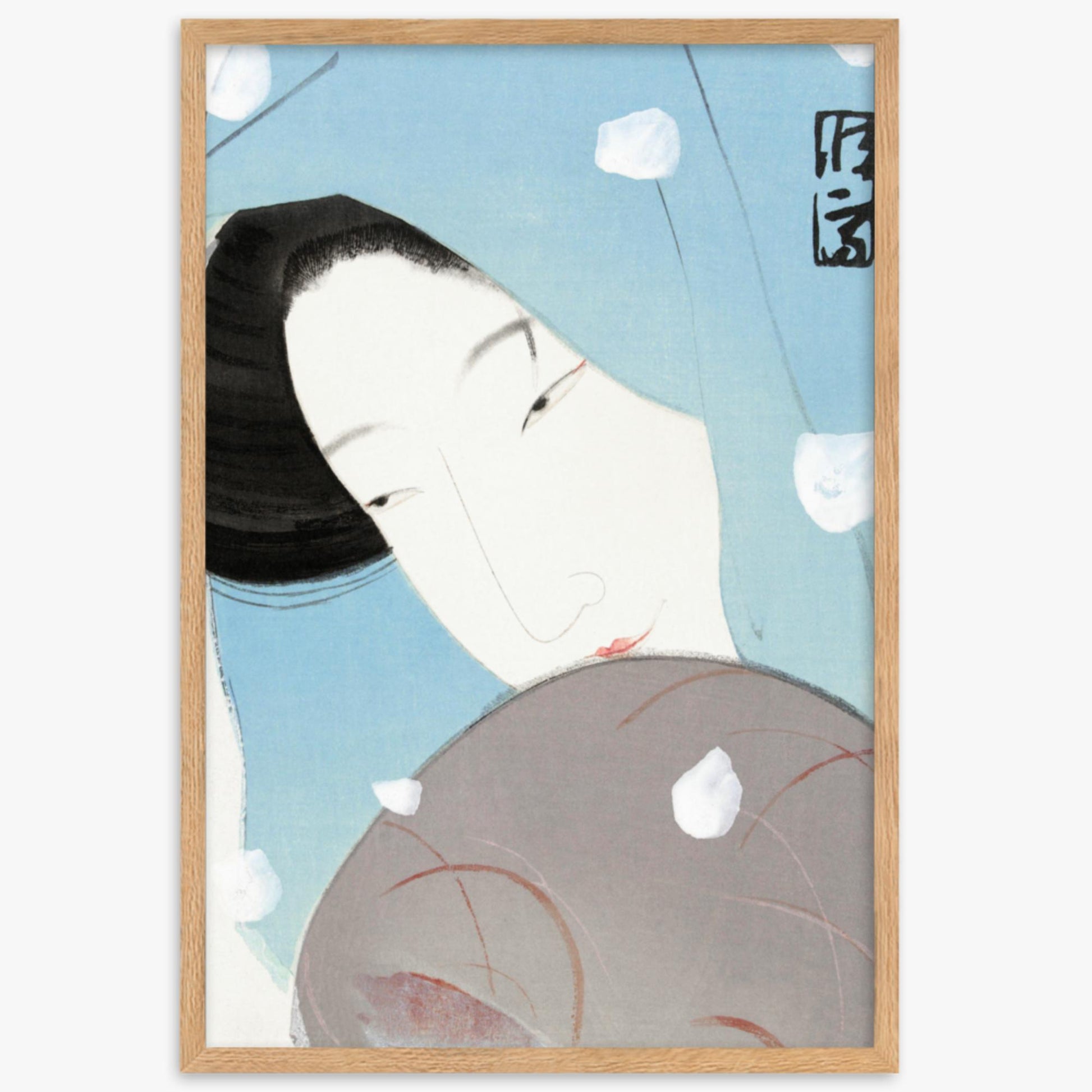 Kitano Tsunetomi - Umegawa 61x91 cm Poster With Oak Frame