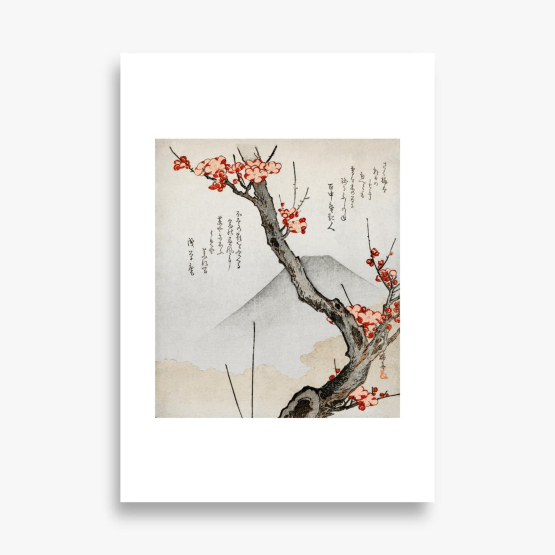 Teisai Hokuba - Mount Fuji and a Flowering Plum 70x100 cm Poster