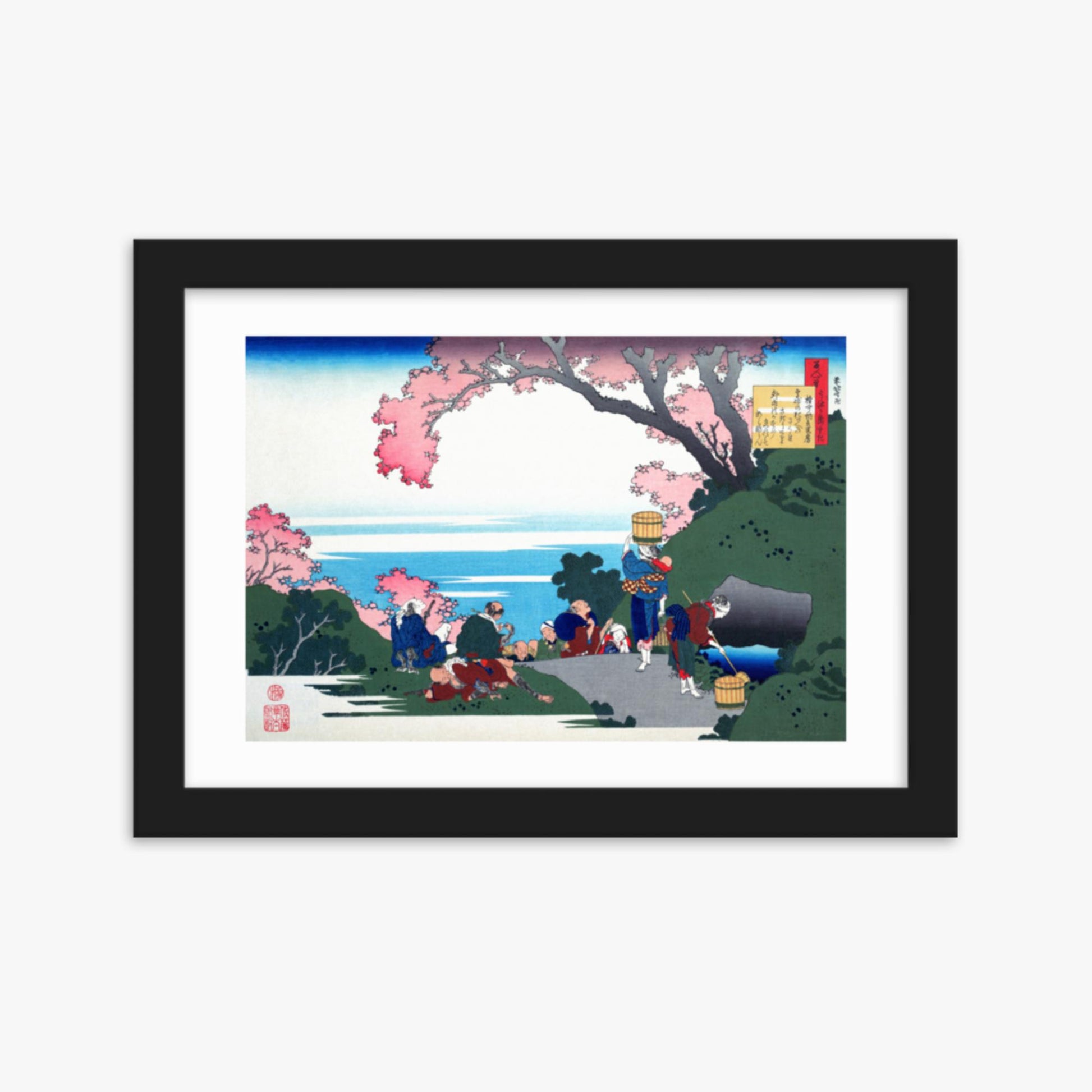 Katsushika Hokusai - Poem by Gon-chûnagon Masafusa 21x30 cm Poster With Black Frame