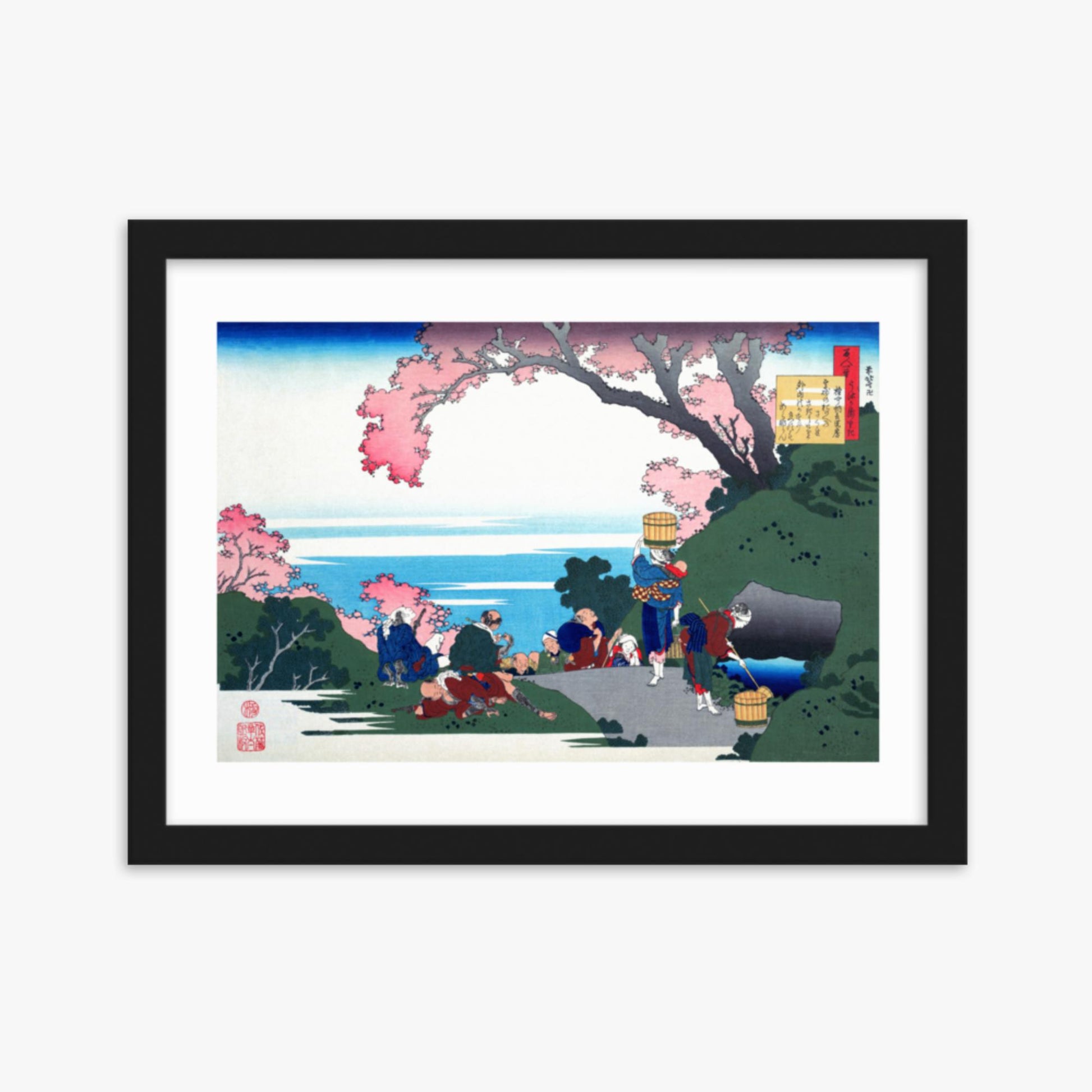 Katsushika Hokusai - Poem by Gon-chûnagon Masafusa 30x40 cm Poster With Black Frame