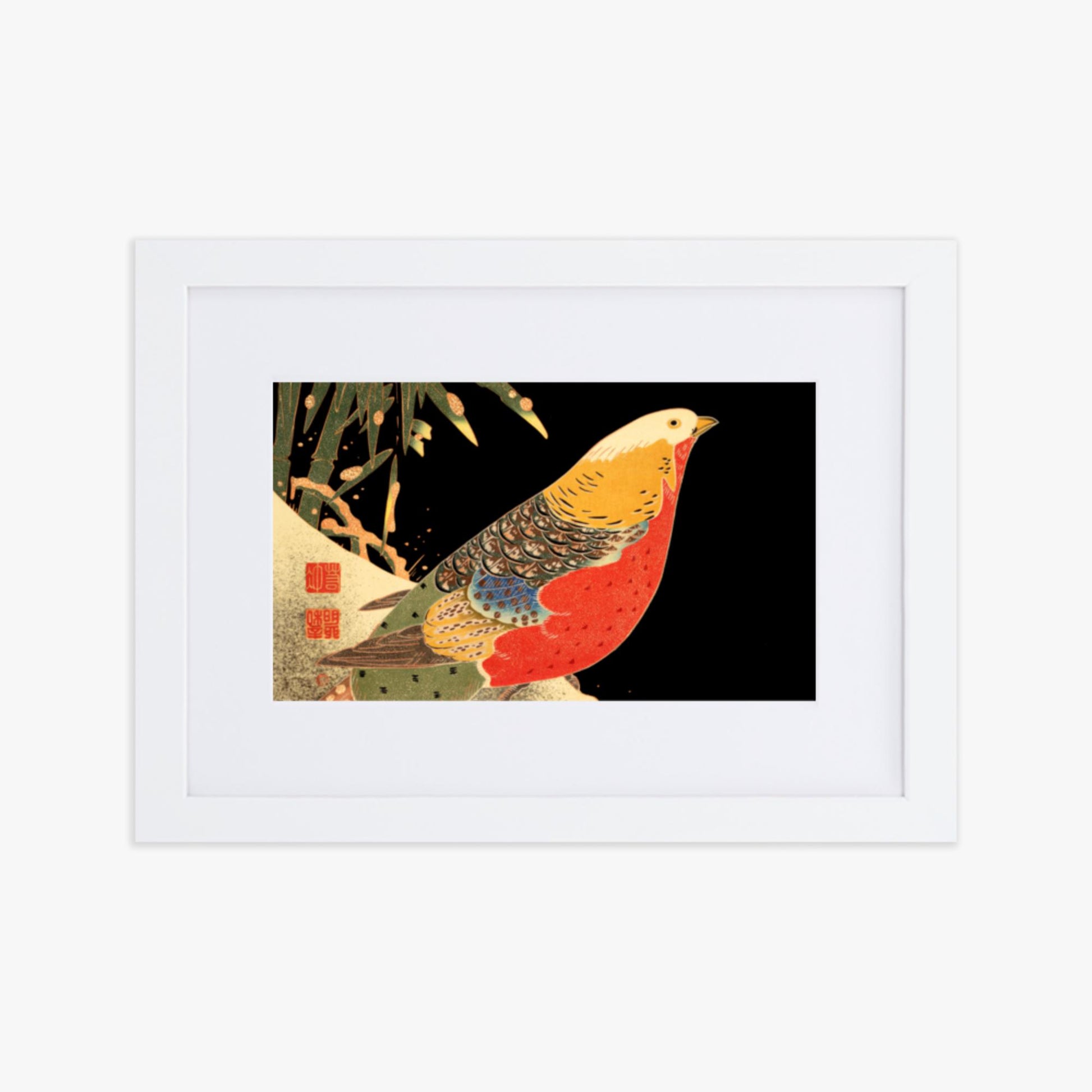 Ito Jakuchu - Golden Pheasant in the Snow 21x30 cm Poster With White Frame