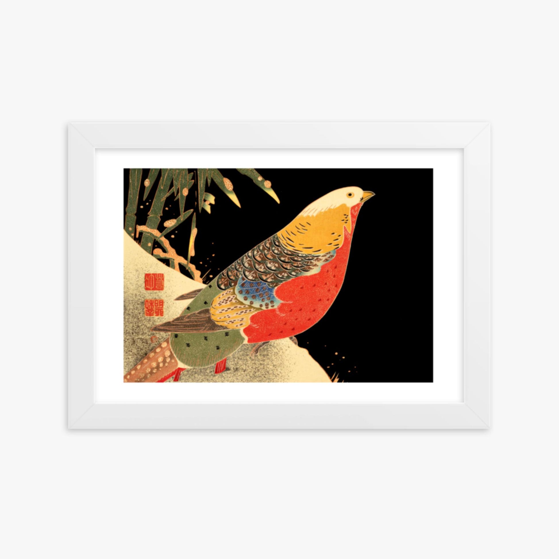 Ito Jakuchu - Golden Pheasant in the Snow 21x30 cm Poster With White Frame