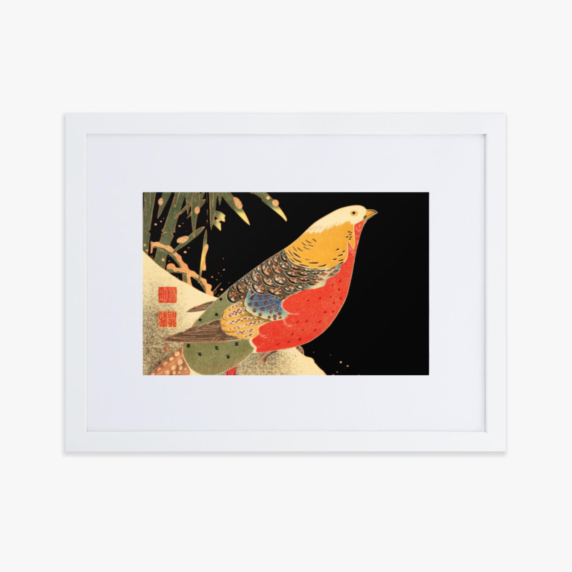 Ito Jakuchu - Golden Pheasant in the Snow 30x40 cm Poster With White Frame