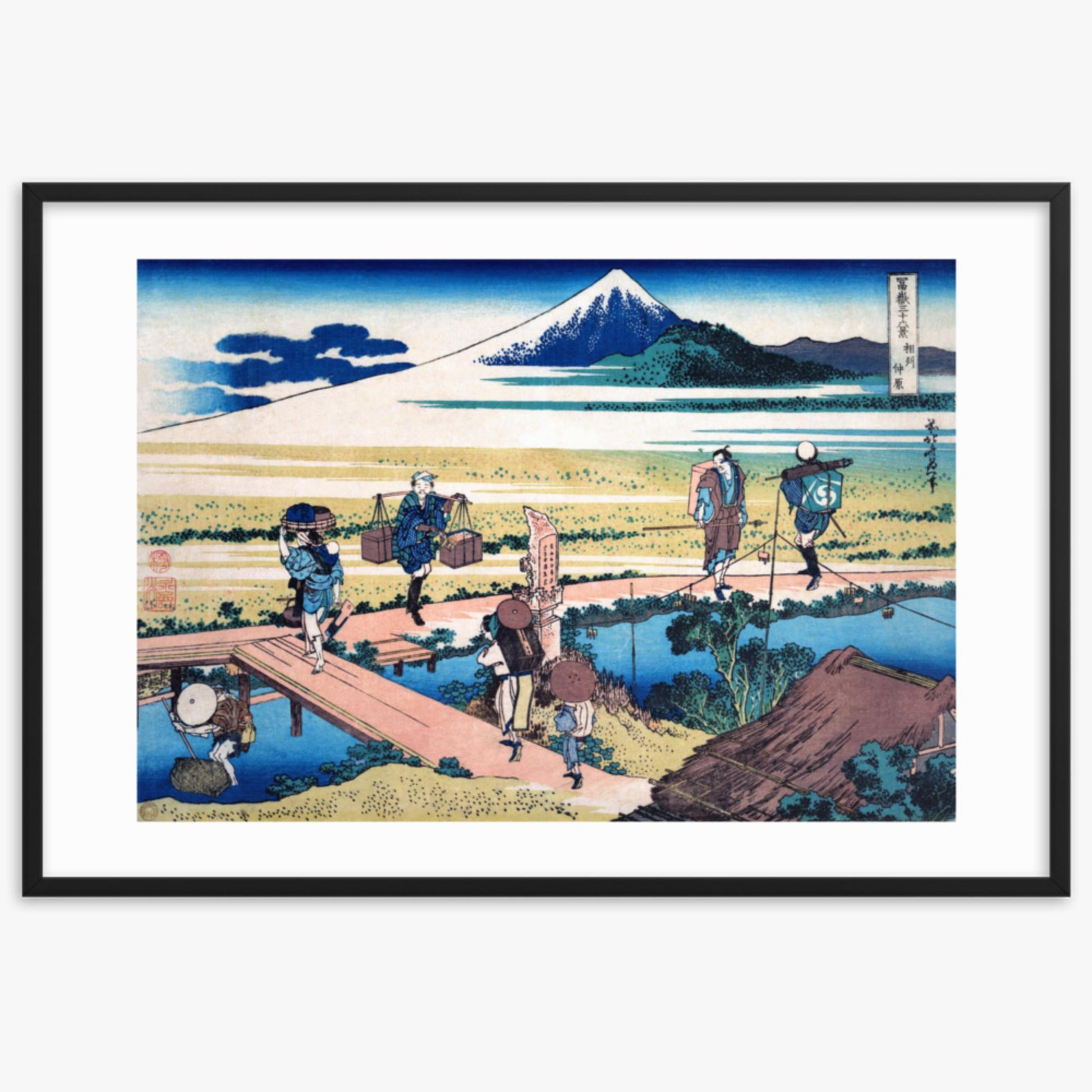 Katsushika Hokusai - Nakahara in Sagami Province 61x91 cm Poster With Black Frame