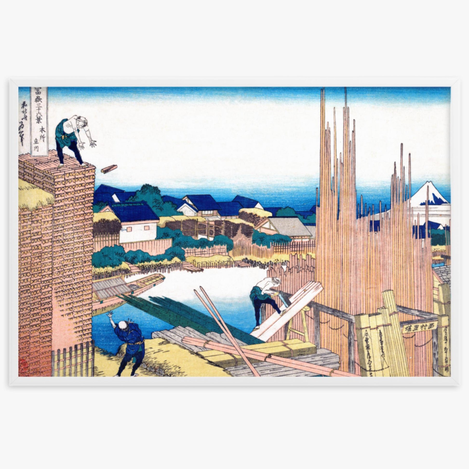 Katsushika Hokusai - Tatekawa in Honjō 61x91 cm Poster With White Frame