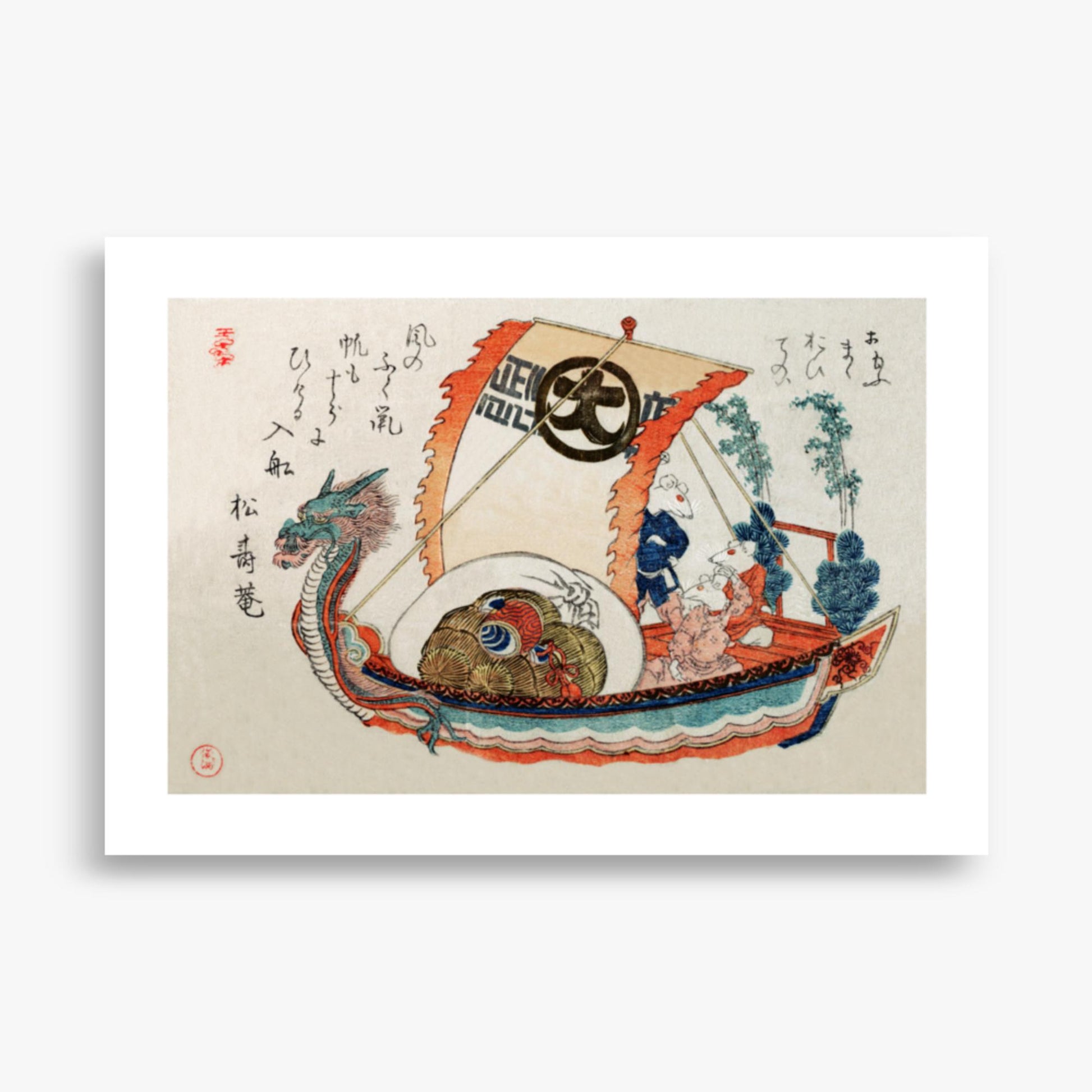 Kubo Shunman - Treasure Boat (Takara-bune) with Three Rats 70x100 cm Poster