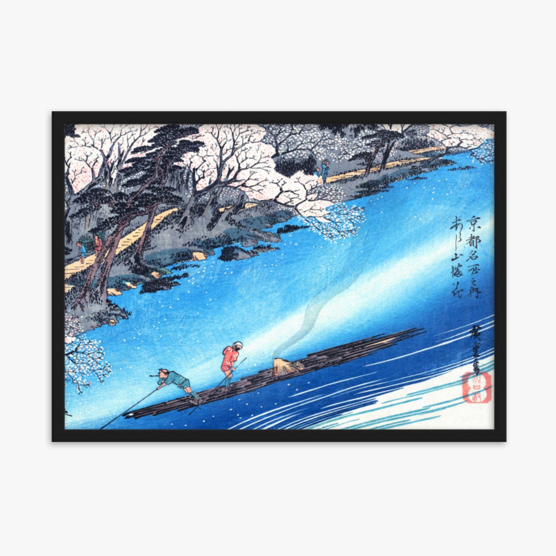 Utagawa Hiroshige - Arashiyama Manka 50x70 cm Poster With Black Frame