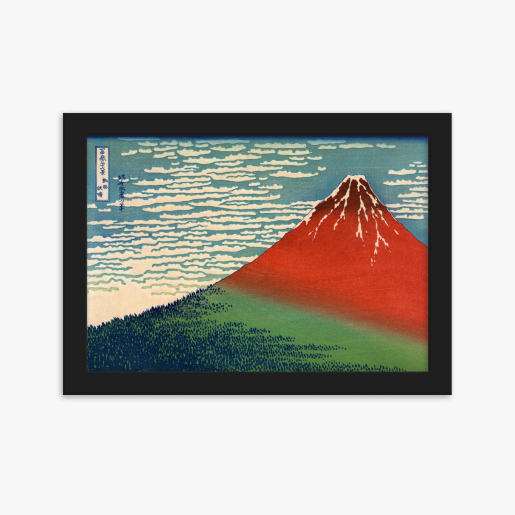 Katsushika Hokusai - Fine Wind, Clear Morning 21x30 cm Poster With Black Frame