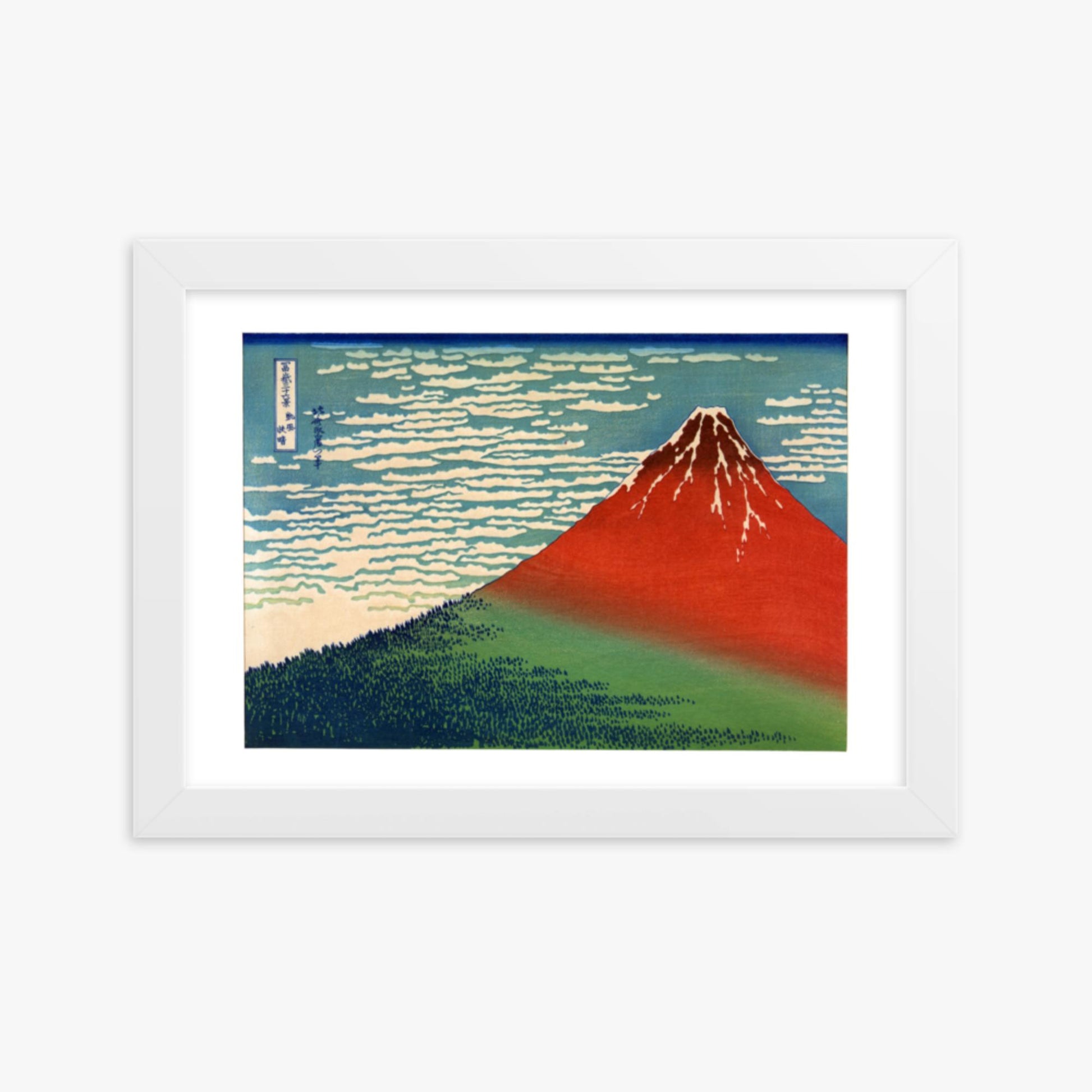 Katsushika Hokusai - Fine Wind, Clear Morning 21x30 cm Poster With White Frame