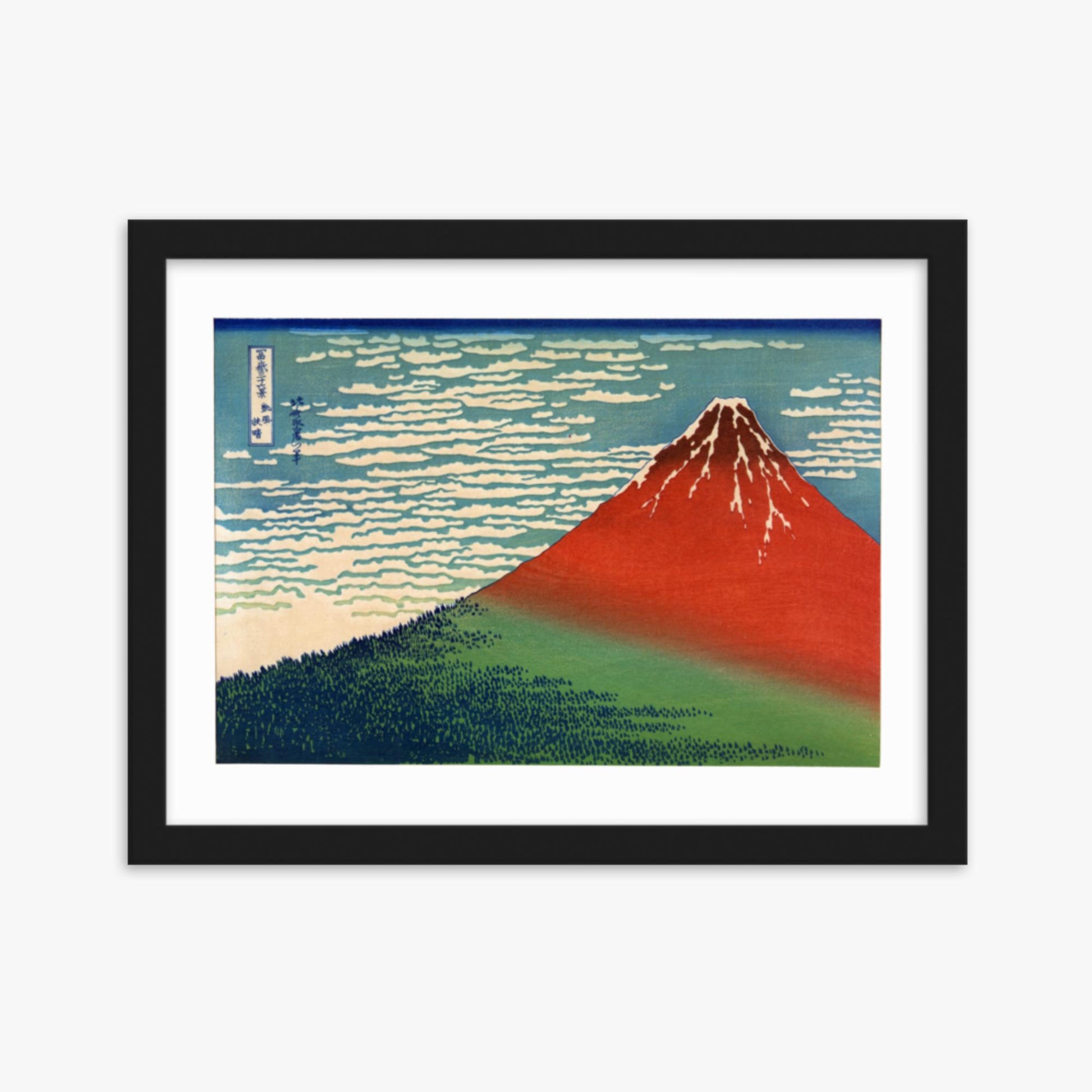 Katsushika Hokusai - Fine Wind, Clear Morning 30x40 cm Poster With Black Frame