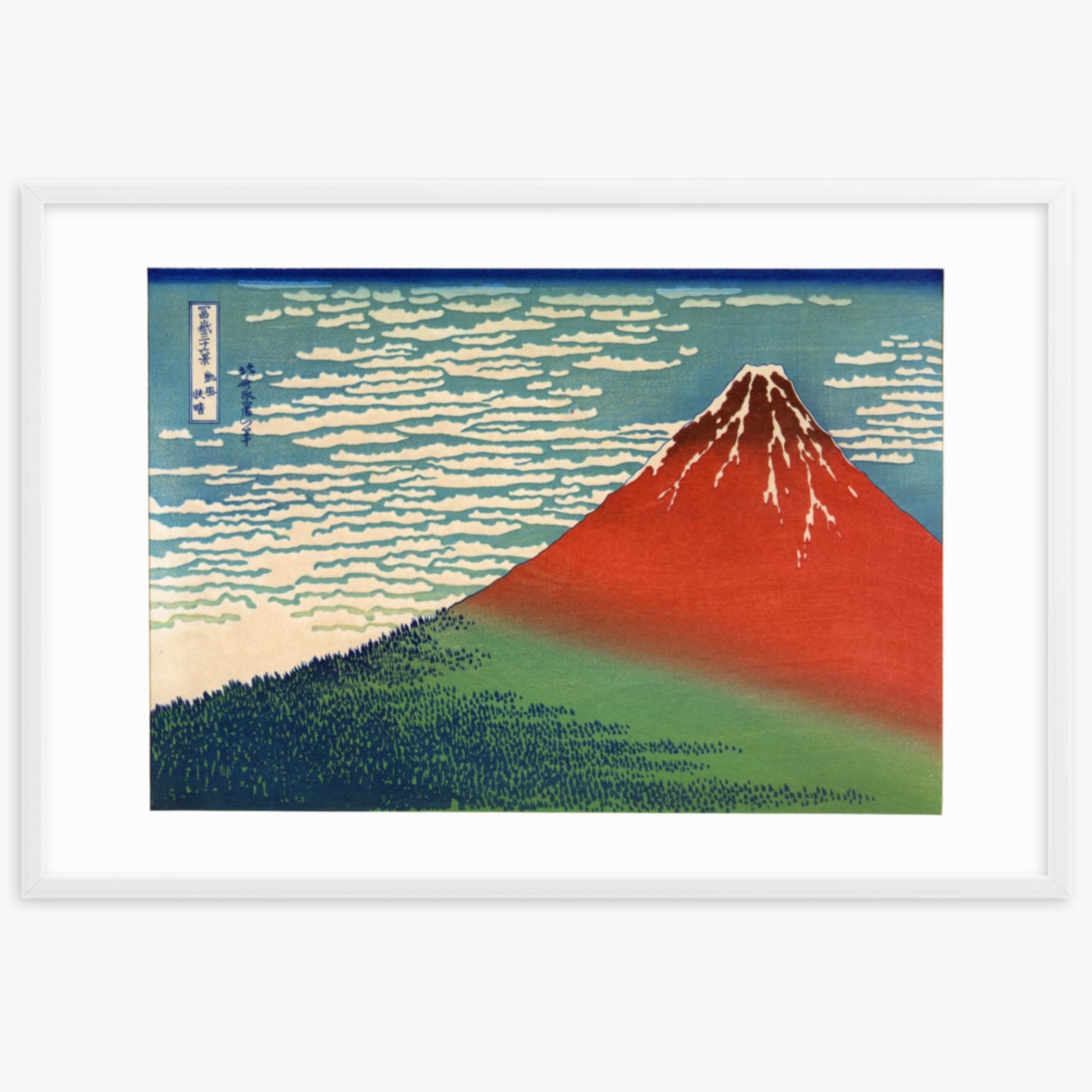Katsushika Hokusai - Fine Wind, Clear Morning 61x91 cm Poster With White Frame