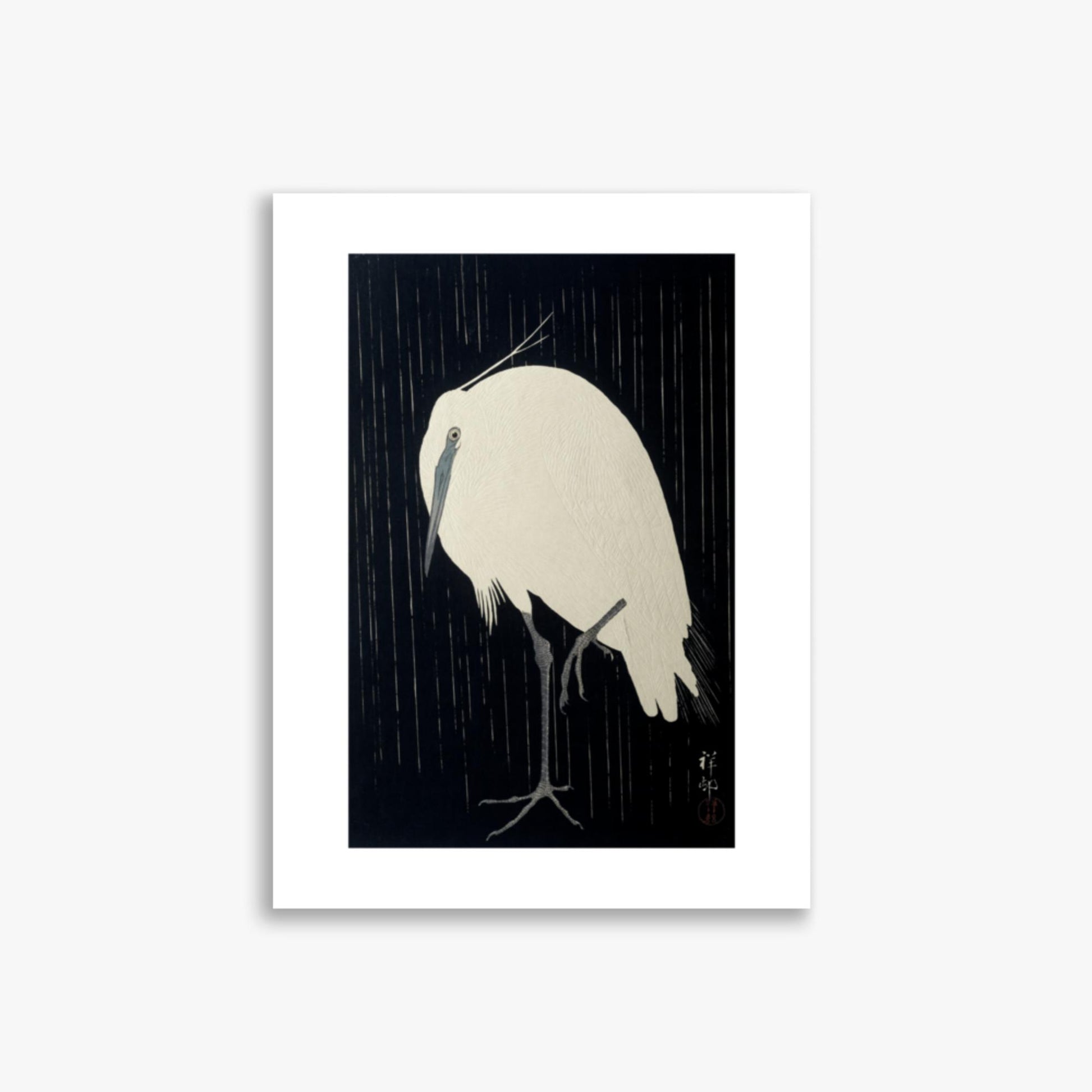 Ohara Koson: Egret in the Rain - 30x40 cm Poster