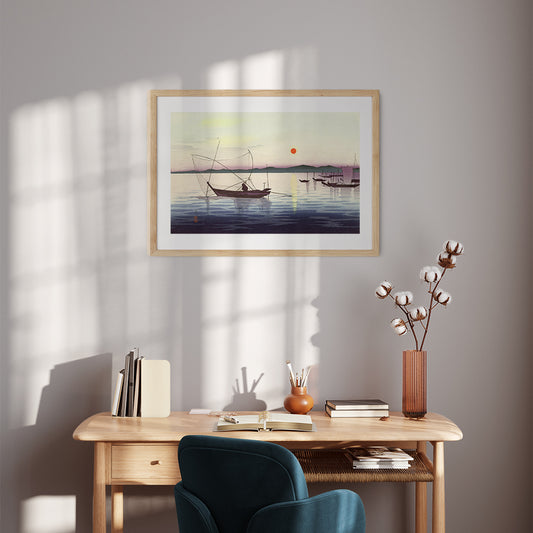 Interior Design Concept: Fishing boats at sunset (Ohara Koson)