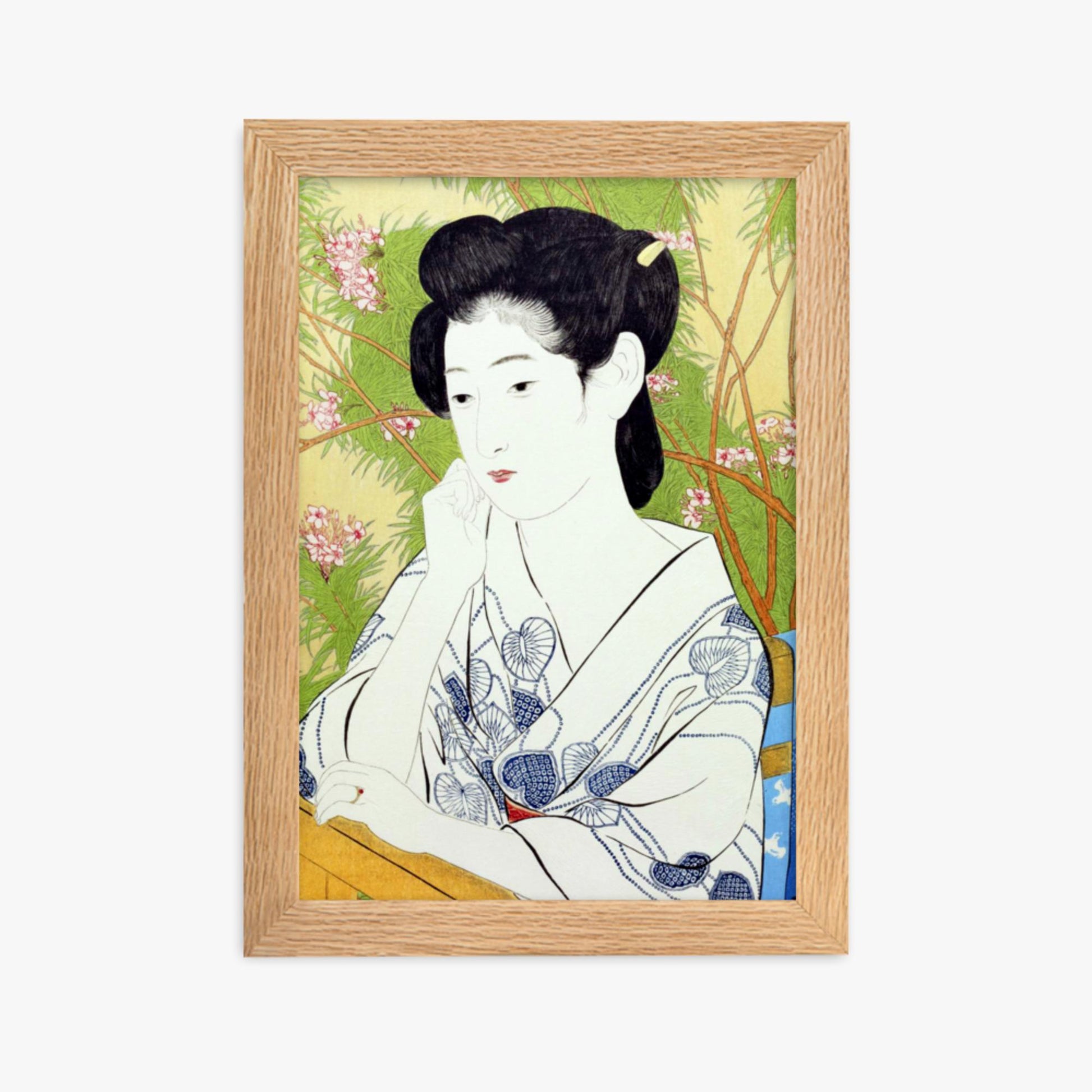 Goyō Hashiguchi: At a hot springs inn - 21x30 cm Poster With Oak Frame