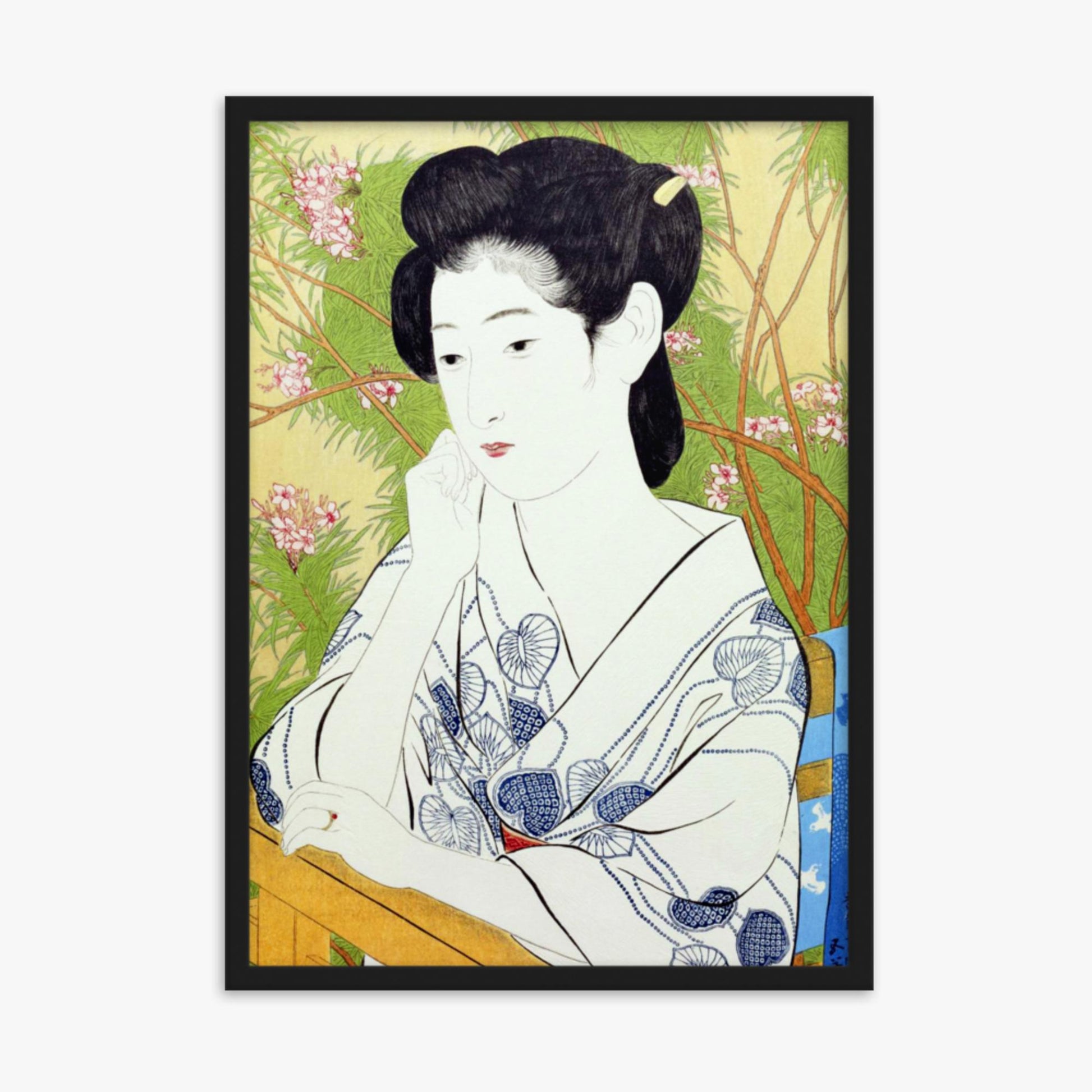 Goyō Hashiguchi: At a hot springs inn - 50x70 cm Poster With Black Frame