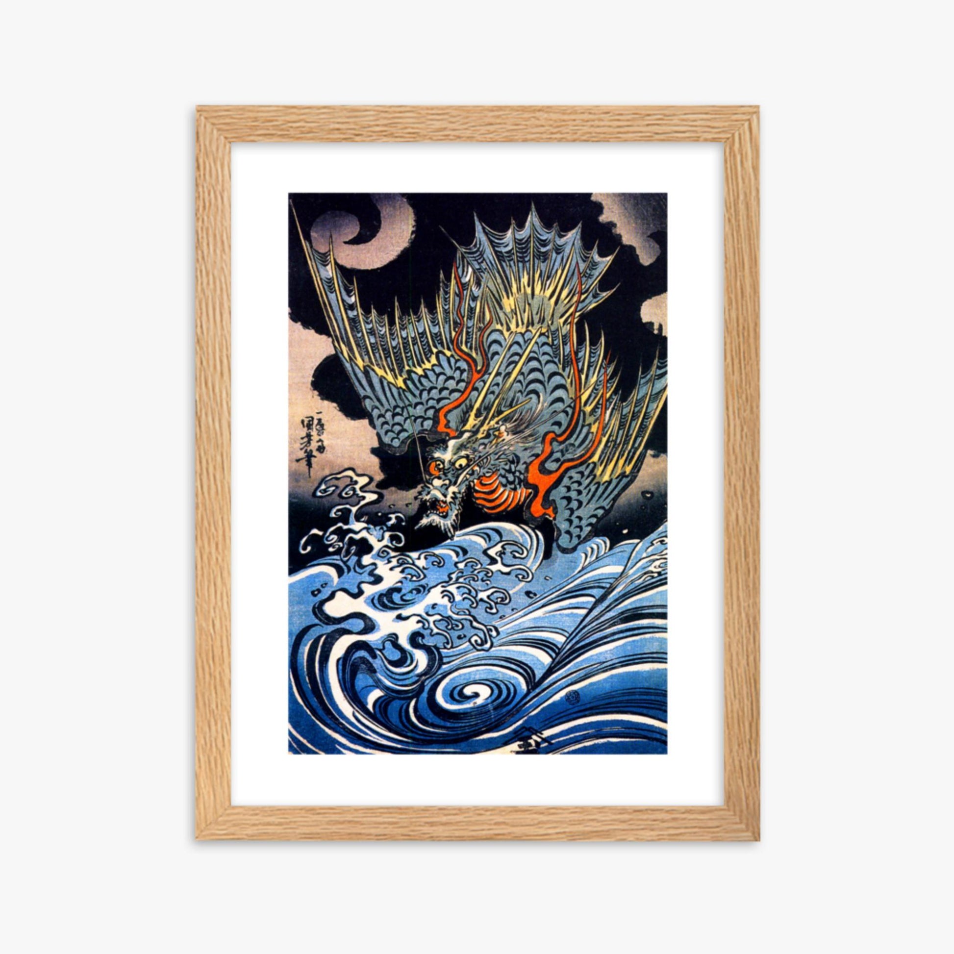 Utagawa Kuniyoshi: A Japanese sea dragon - 30x40 cm Poster With Oak Frame