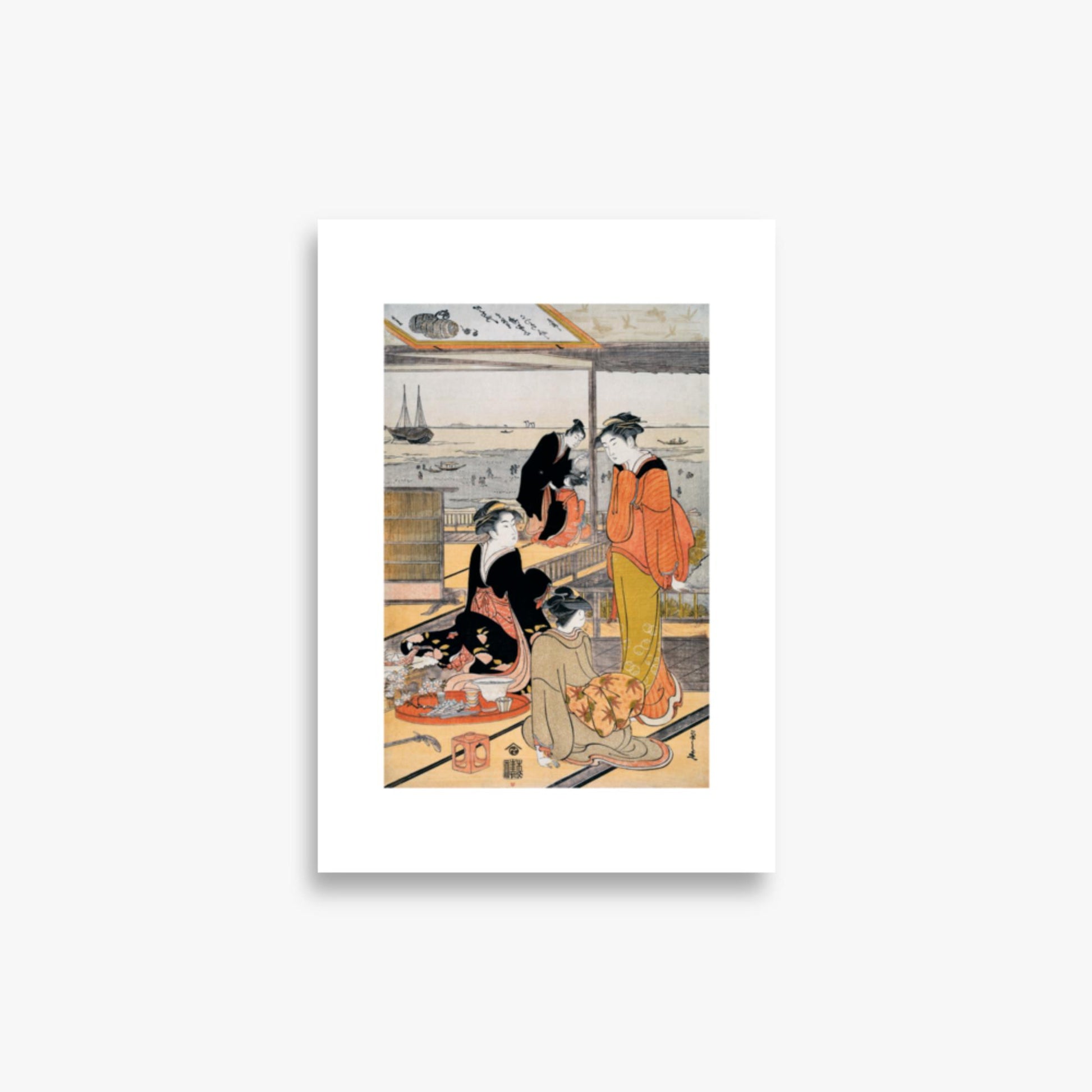 Eishi Chobunsai: Teahouse at the Shinagawa Bay - 21x30 cm Poster