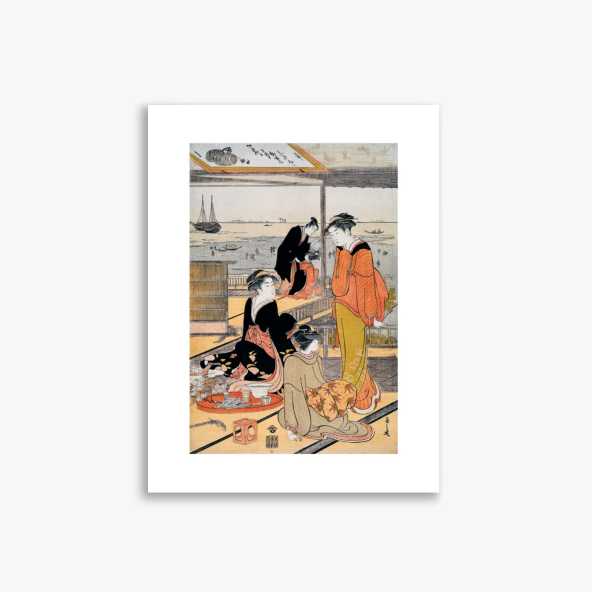 Eishi Chobunsai: Teahouse at the Shinagawa Bay - 30x40 cm Poster