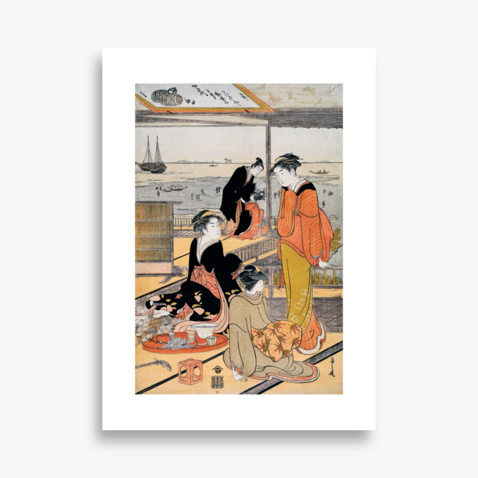 Eishi Chobunsai: Teahouse at the Shinagawa Bay - 50x70 cm Poster